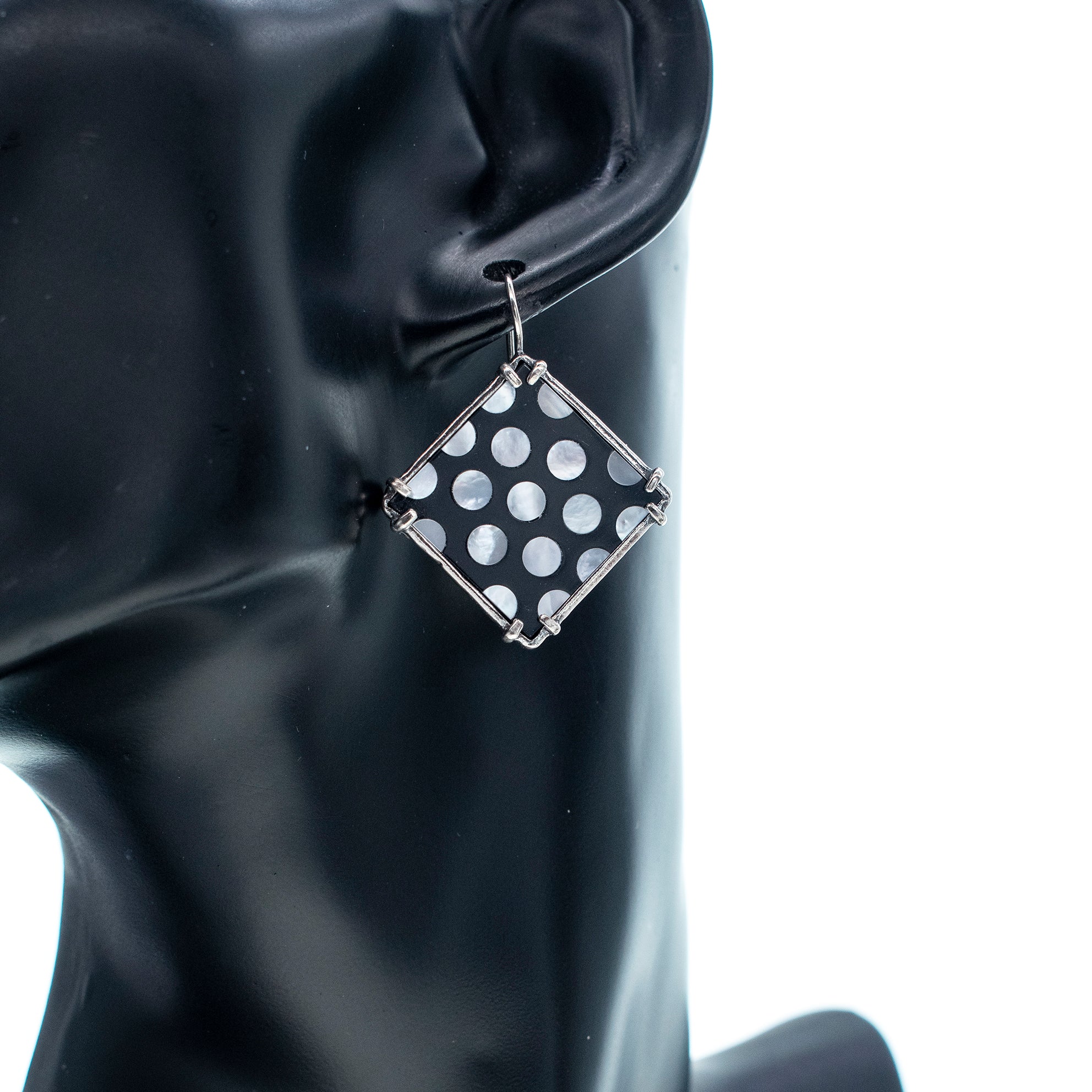 E 25b04 Black and White polka dot Earrings