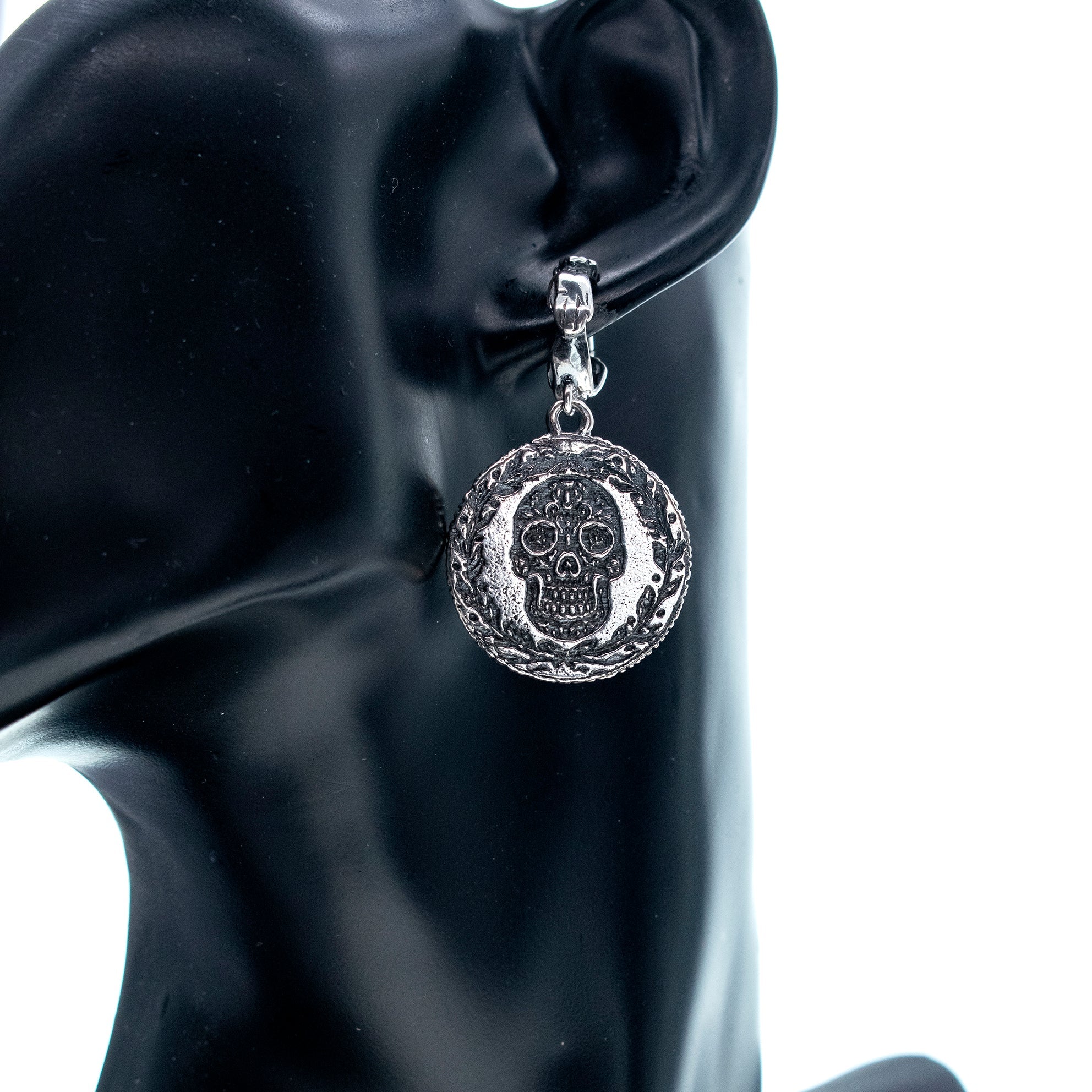 E 25c02 Sugar Skull Coin Earrings
