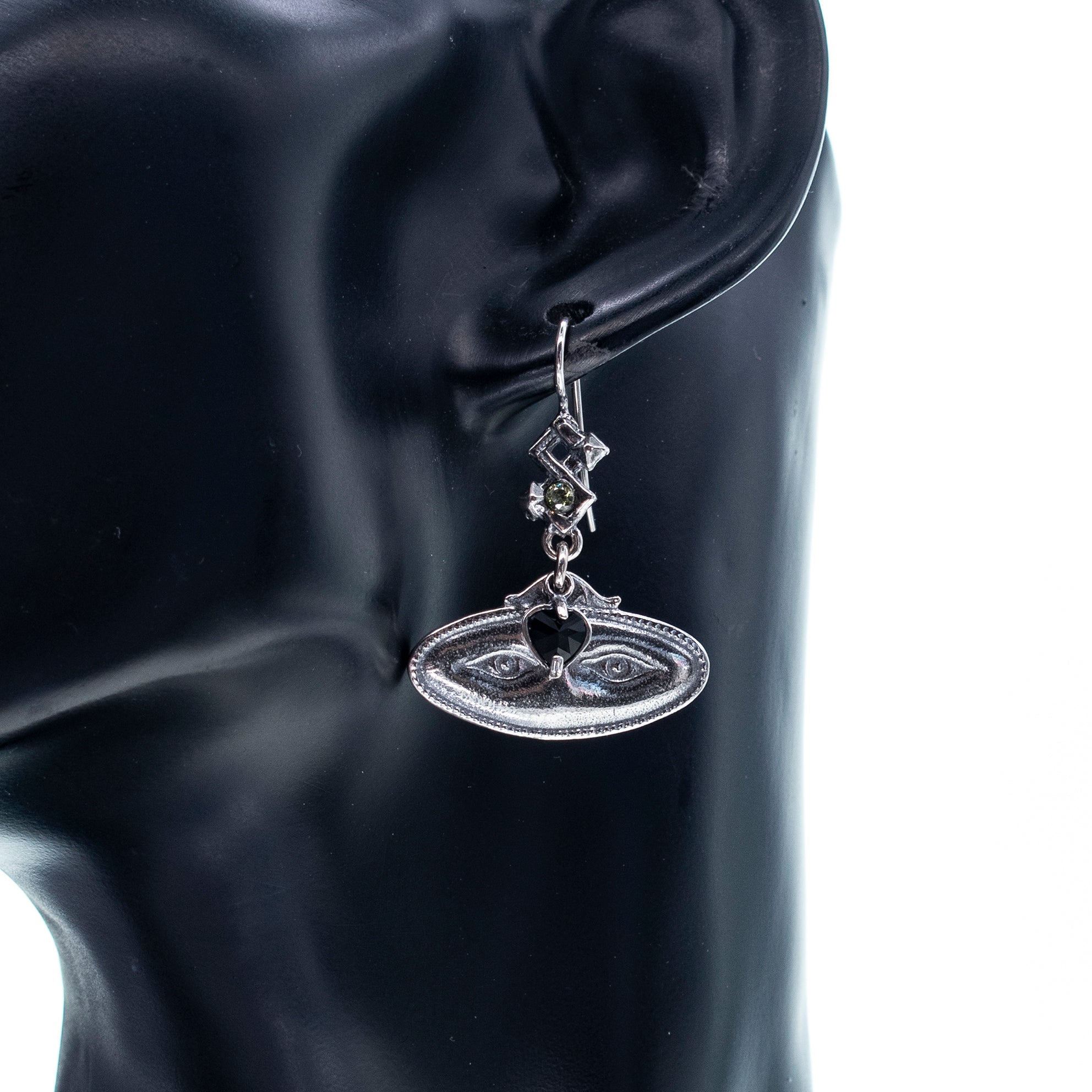 E 25e07 Silver Eye "Ex Voto" Asymmetrical Drop Earrings