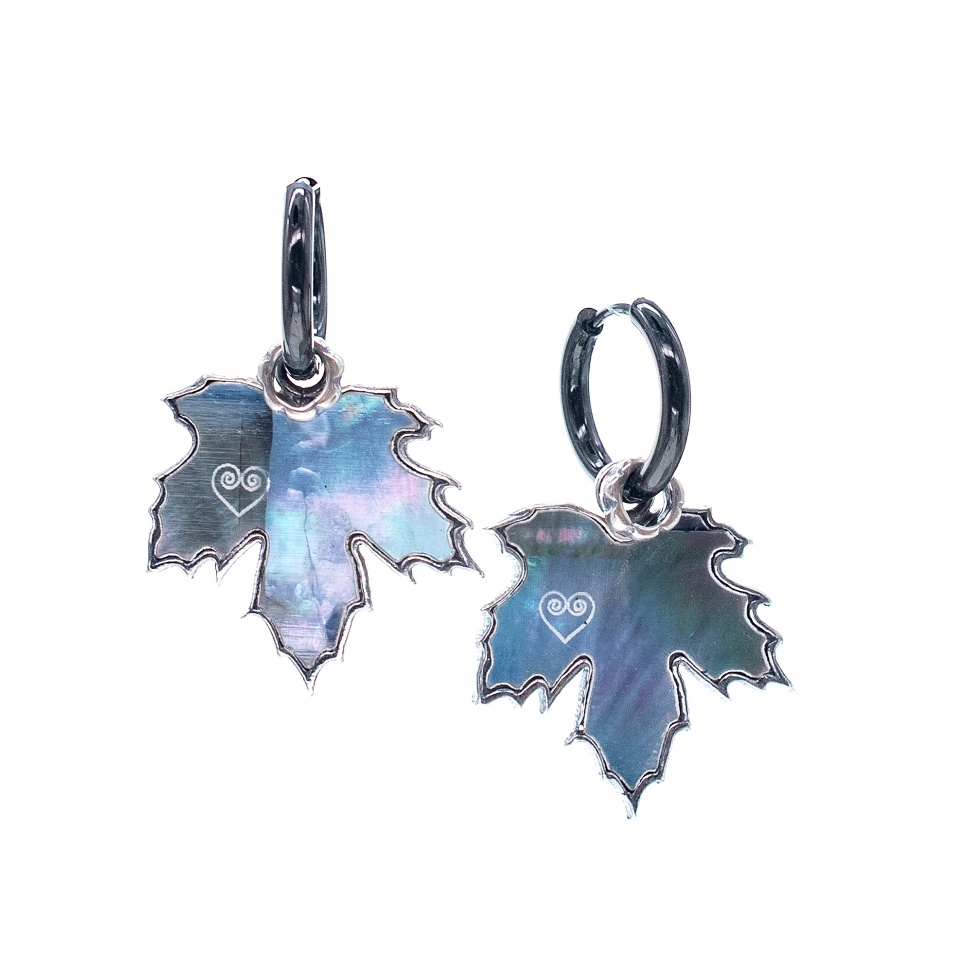 E 25f02B Grey Leaf Earrings