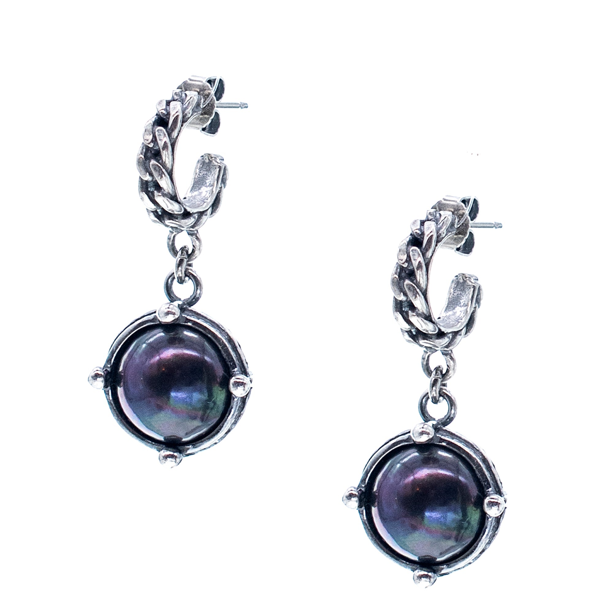 E 25f05B Black Pearl Earrings