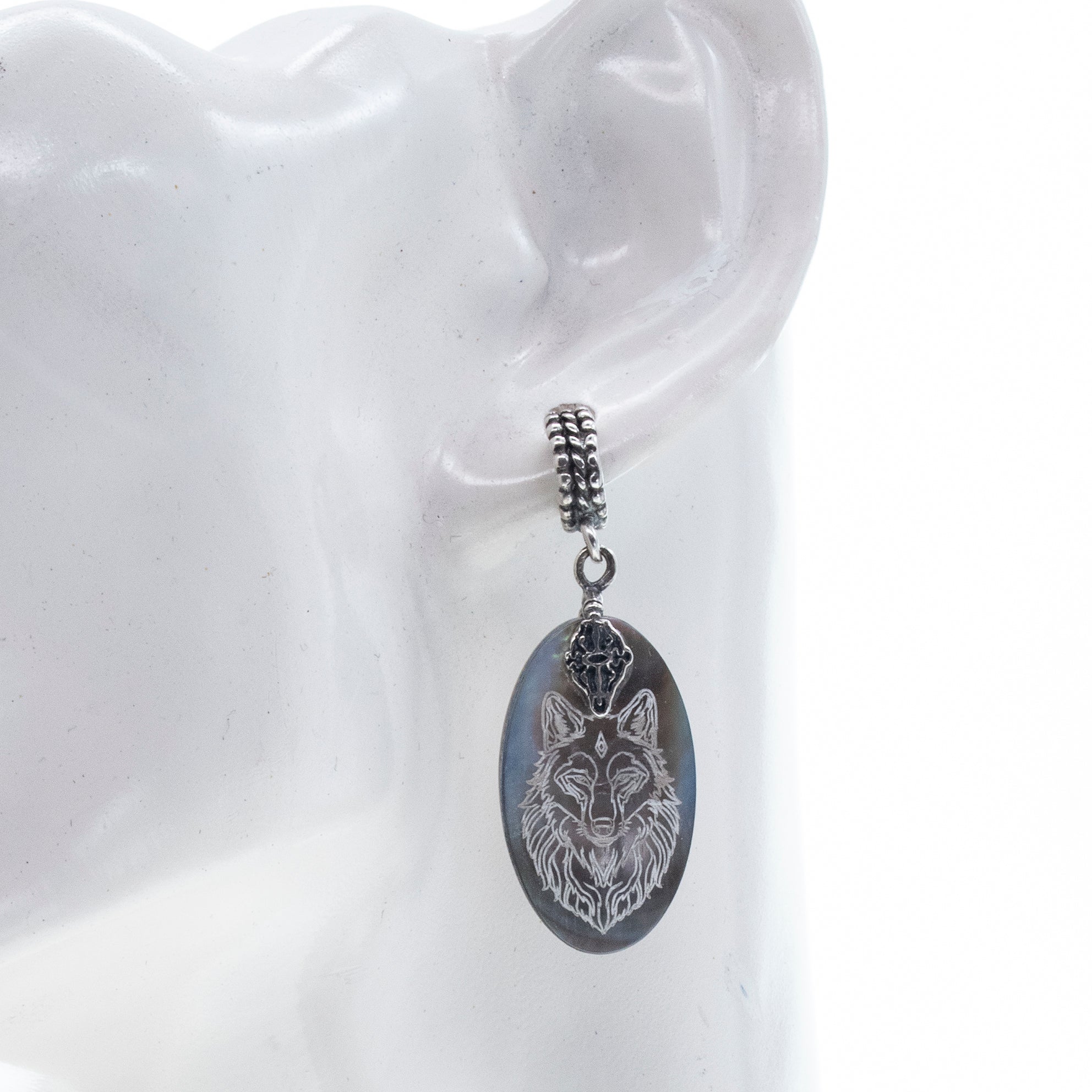 E 26a03 Wolf and Owl Earrings