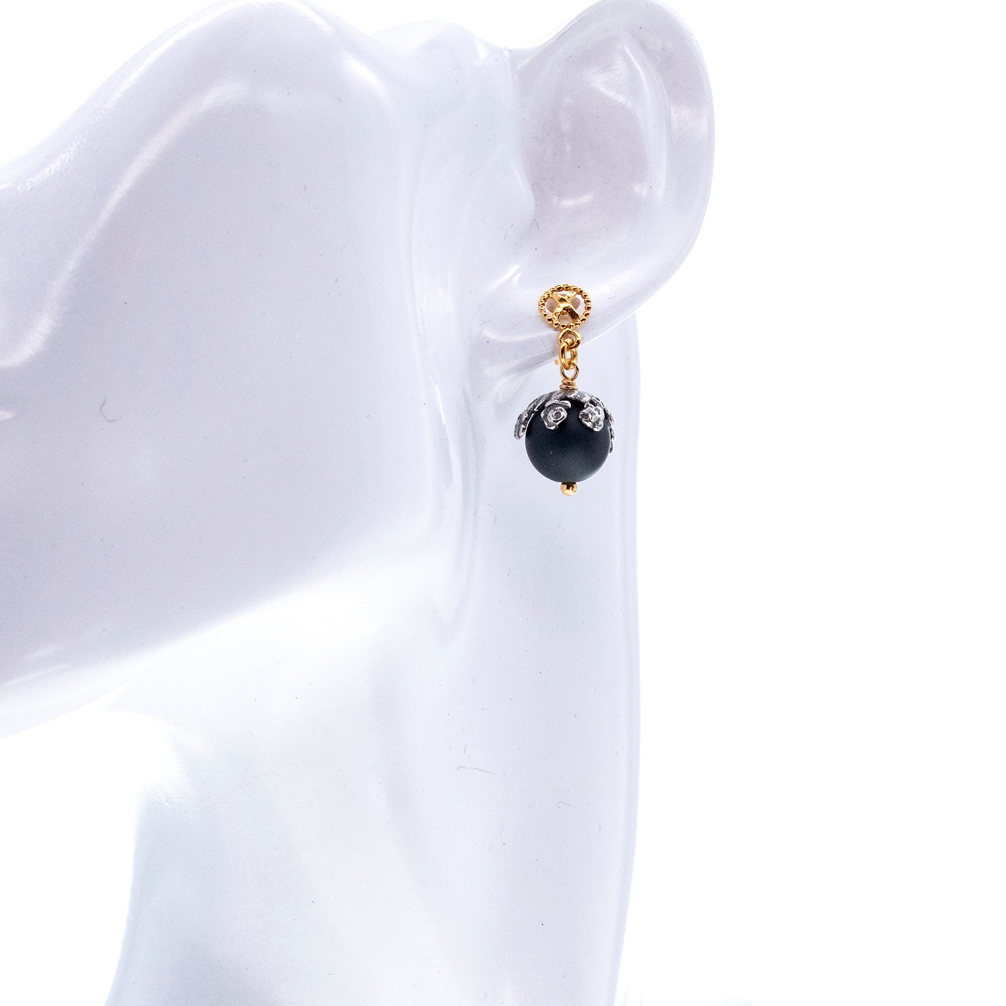 E 26a22 Matte Onyx Drop Earrings