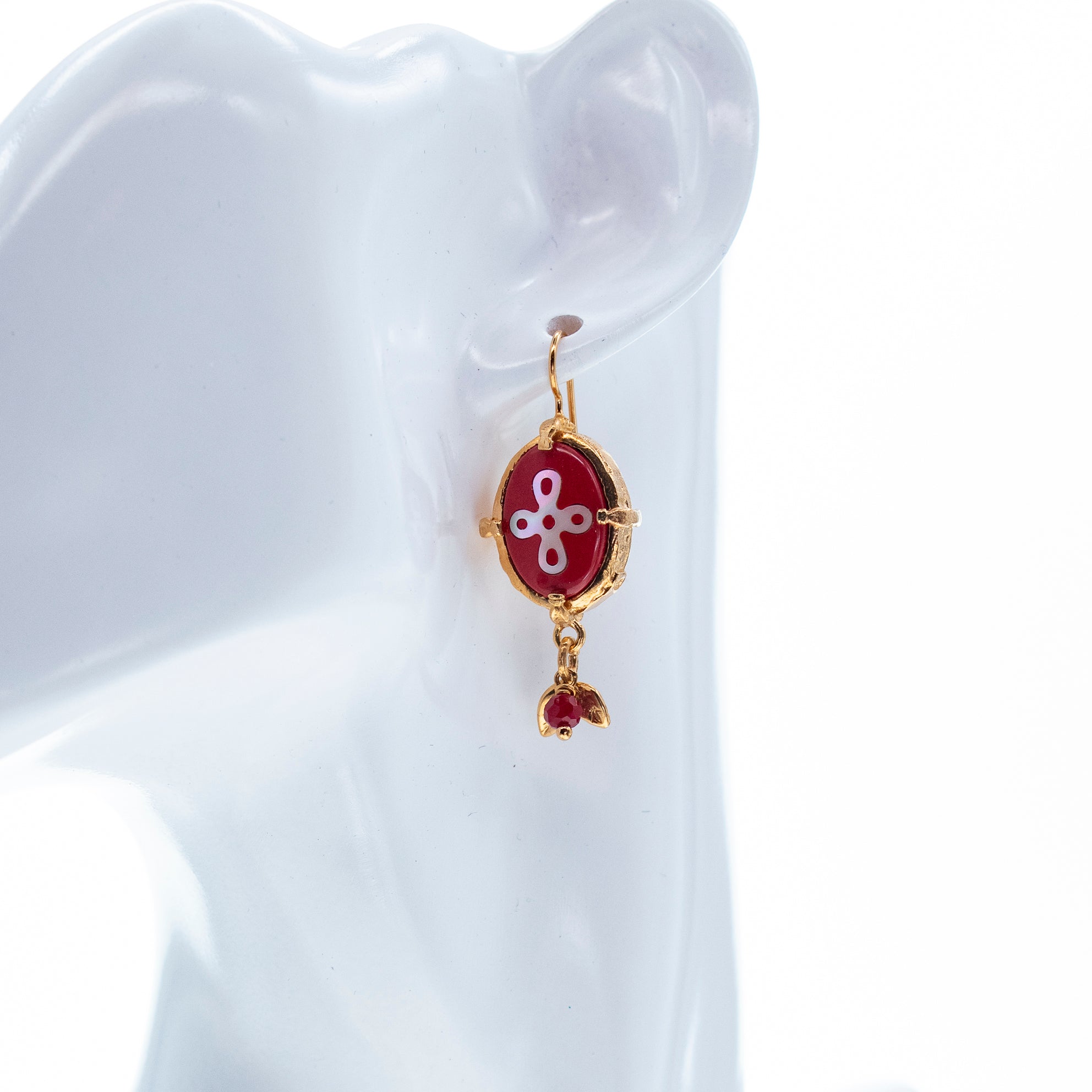 E 26g03 Coral Red Eternal Bloom earrings