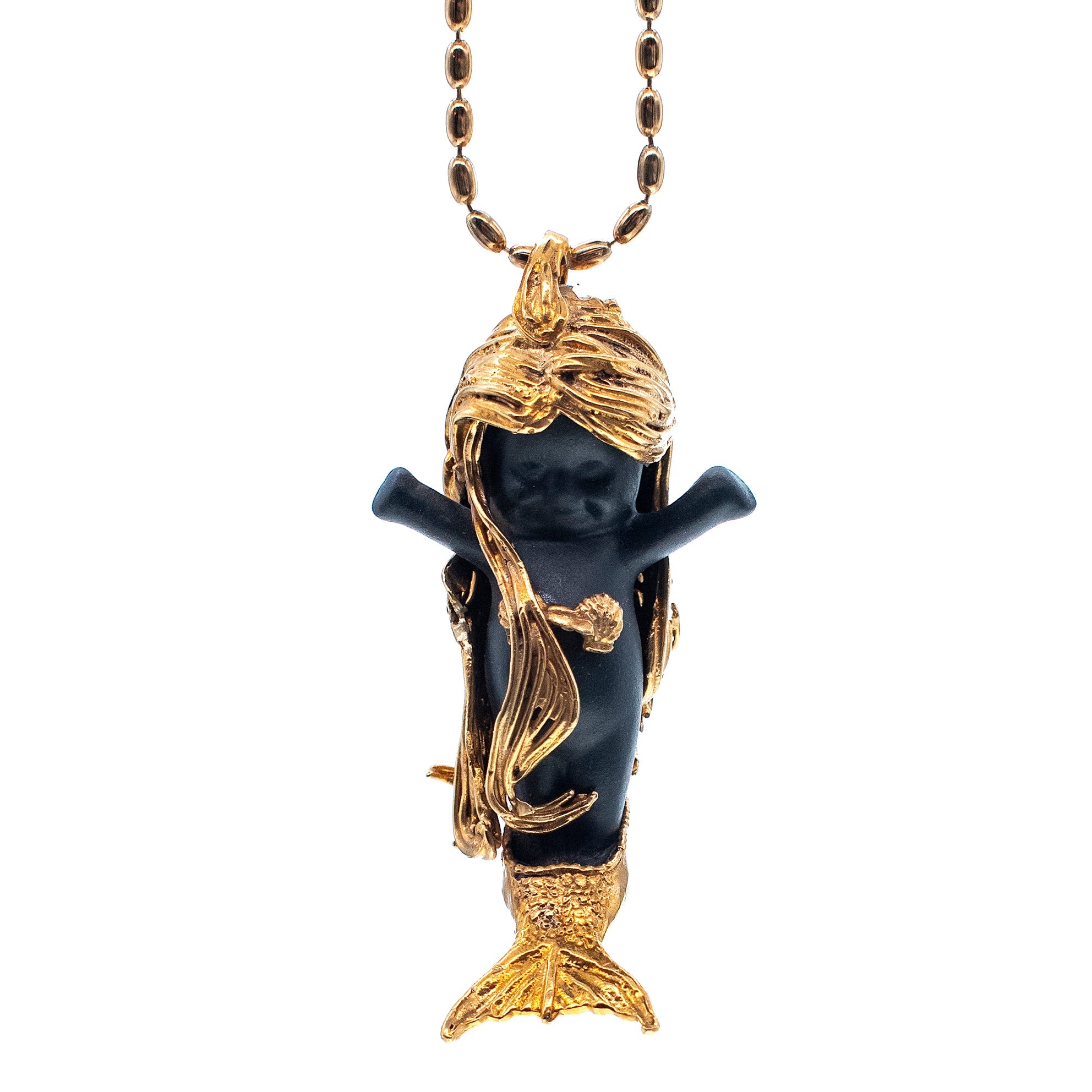 BG29B Happy Baby "Flipper" Black and gold Necklace