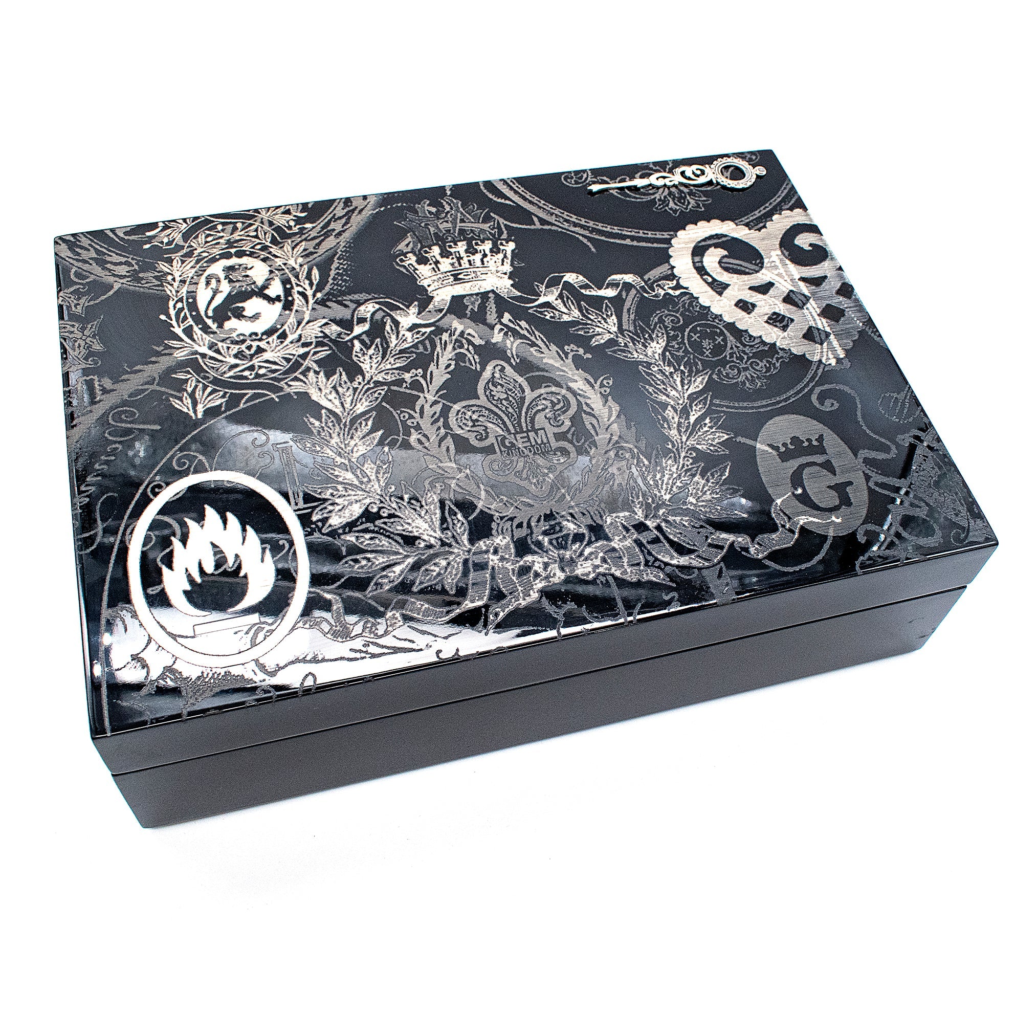 24h11 Engraved Black Lacquer Jewelry Box