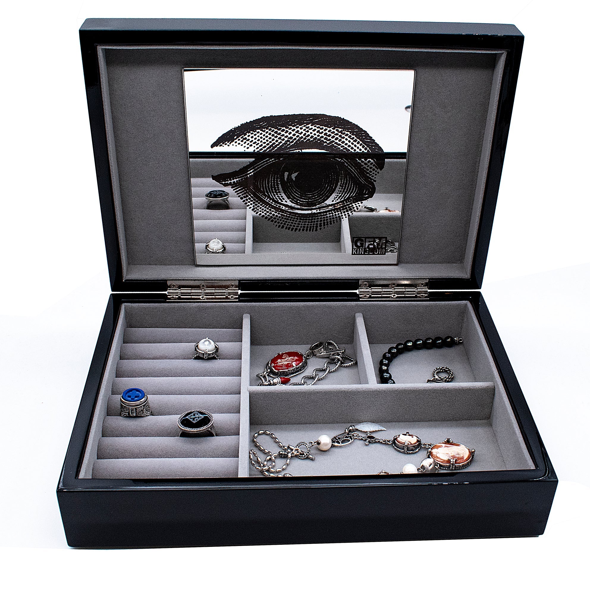 24h11 Engraved Black Lacquer Jewelry Box