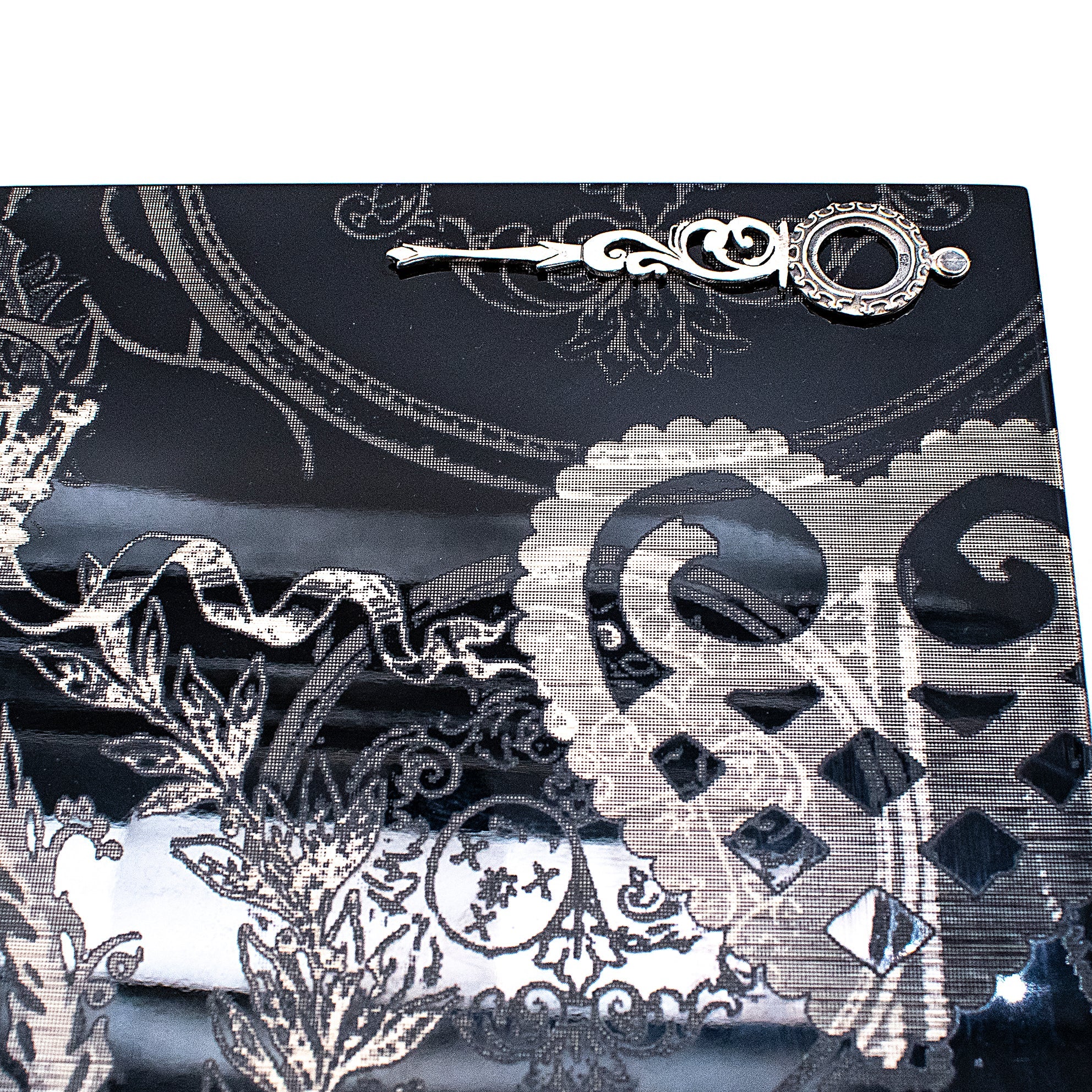 24h11 Engraved Black Lacquer Jewelry Box
