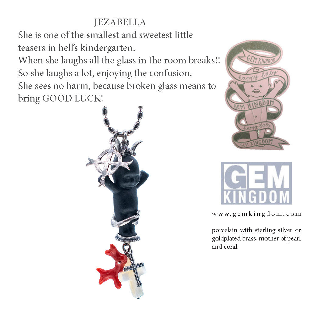 BS01B Happy Baby  "Jezabella" Black and silver Necklace