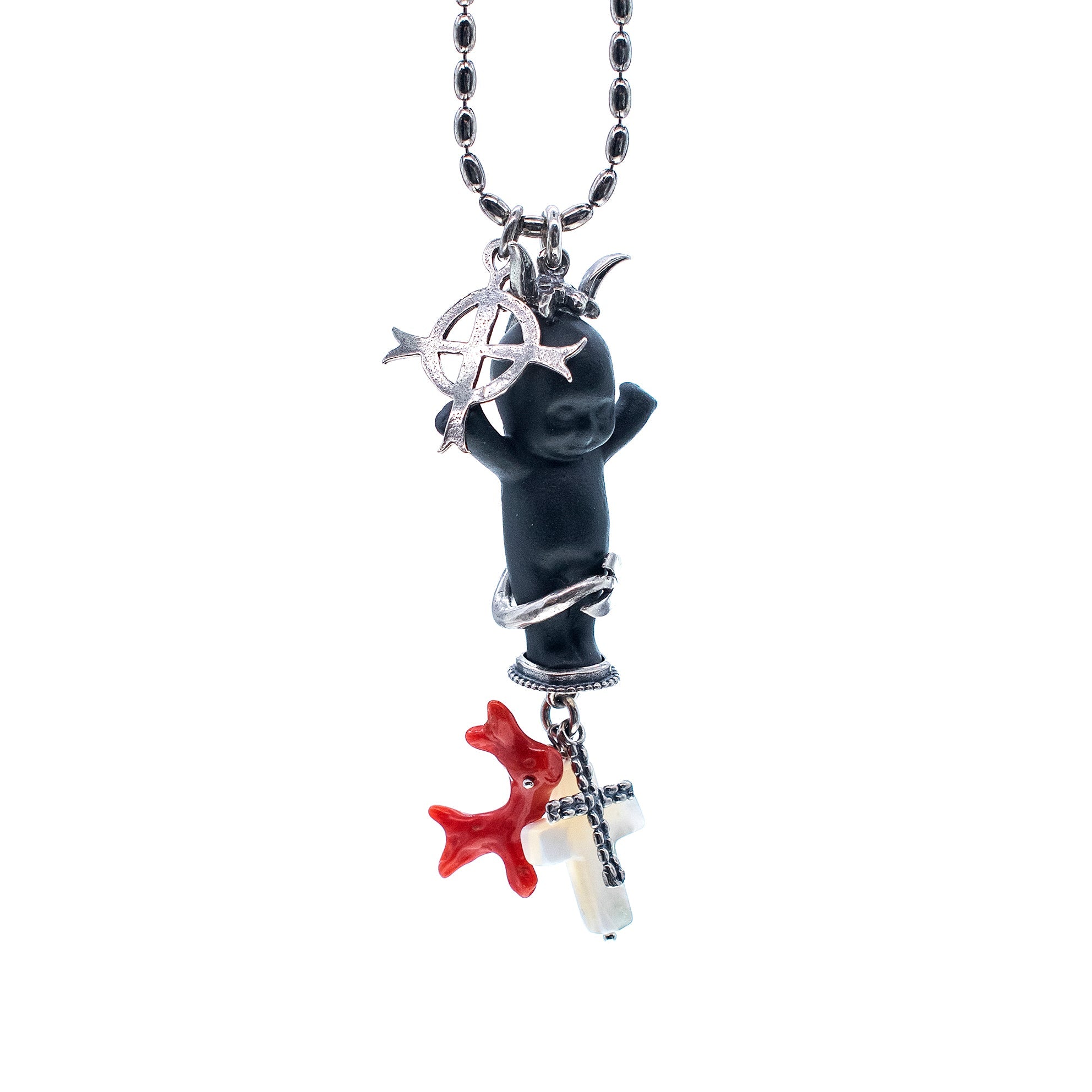 BS01B Happy Baby  "Jezabella" Black and silver Necklace