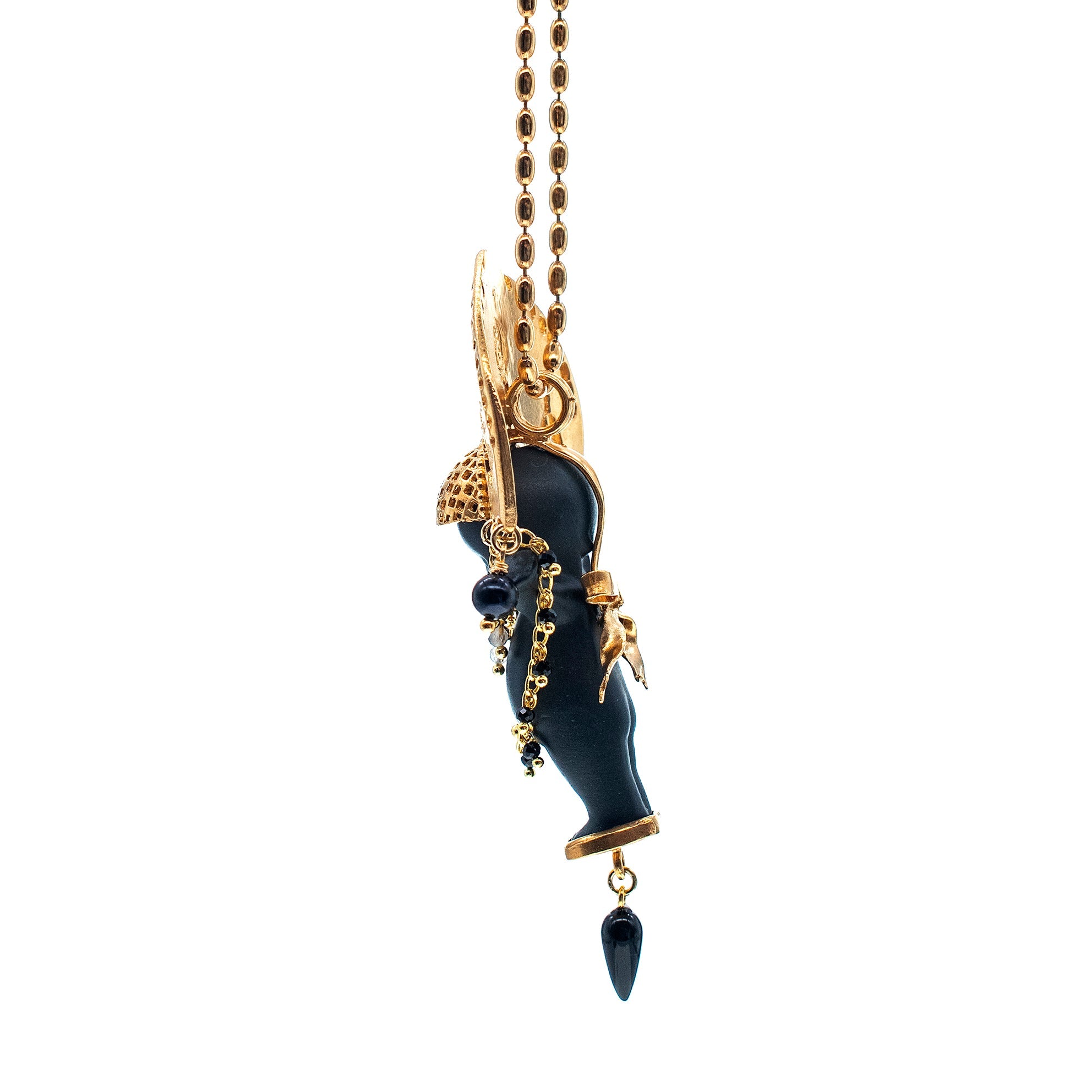 BG54B Happy Baby "Koko" Black and gold Necklace