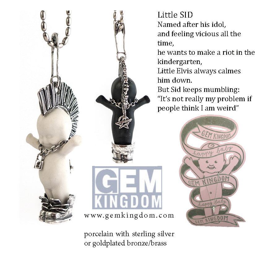 BS40B Happy Baby "Little Sid" Black and silver Necklace