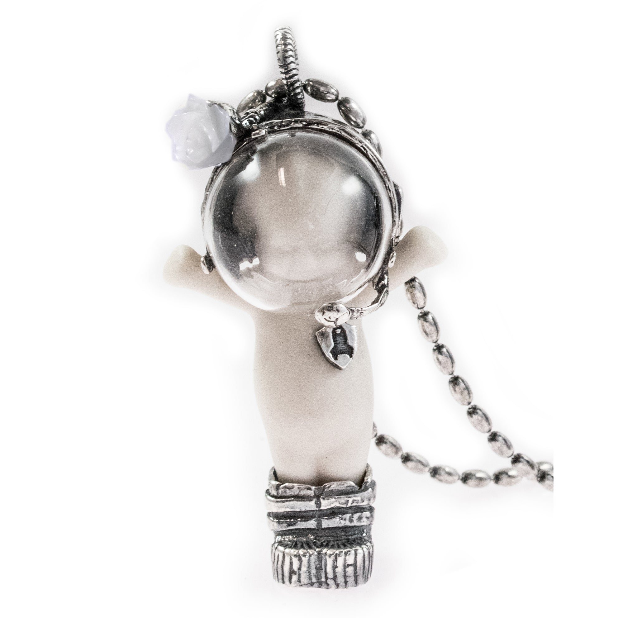 BS42A Happy Baby "Major Tom" white and silver Necklace