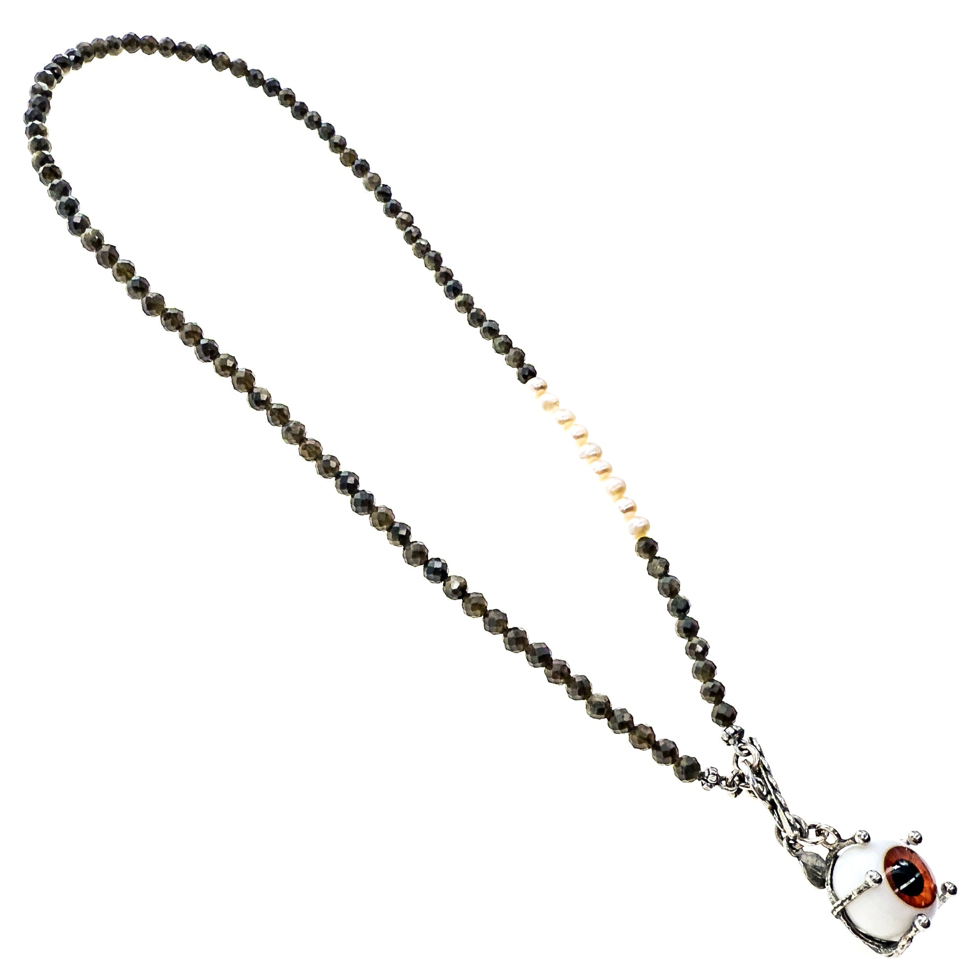 NK 25a04C eye love you Beaded brown necklace