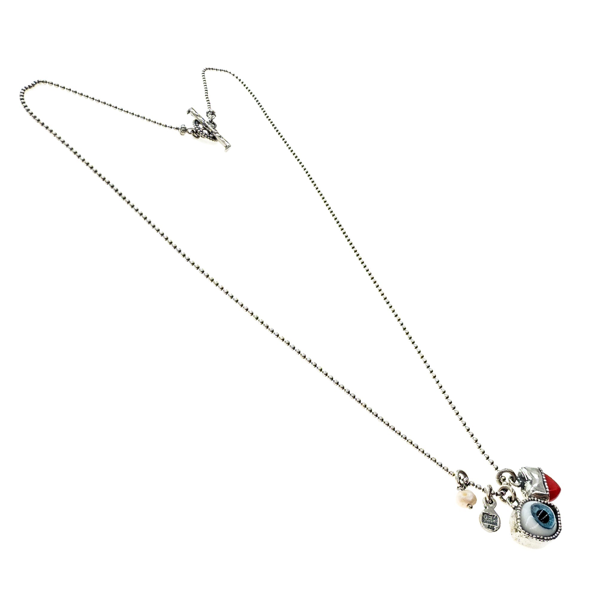 NK 25a11-SB Blue eye love you necklace short