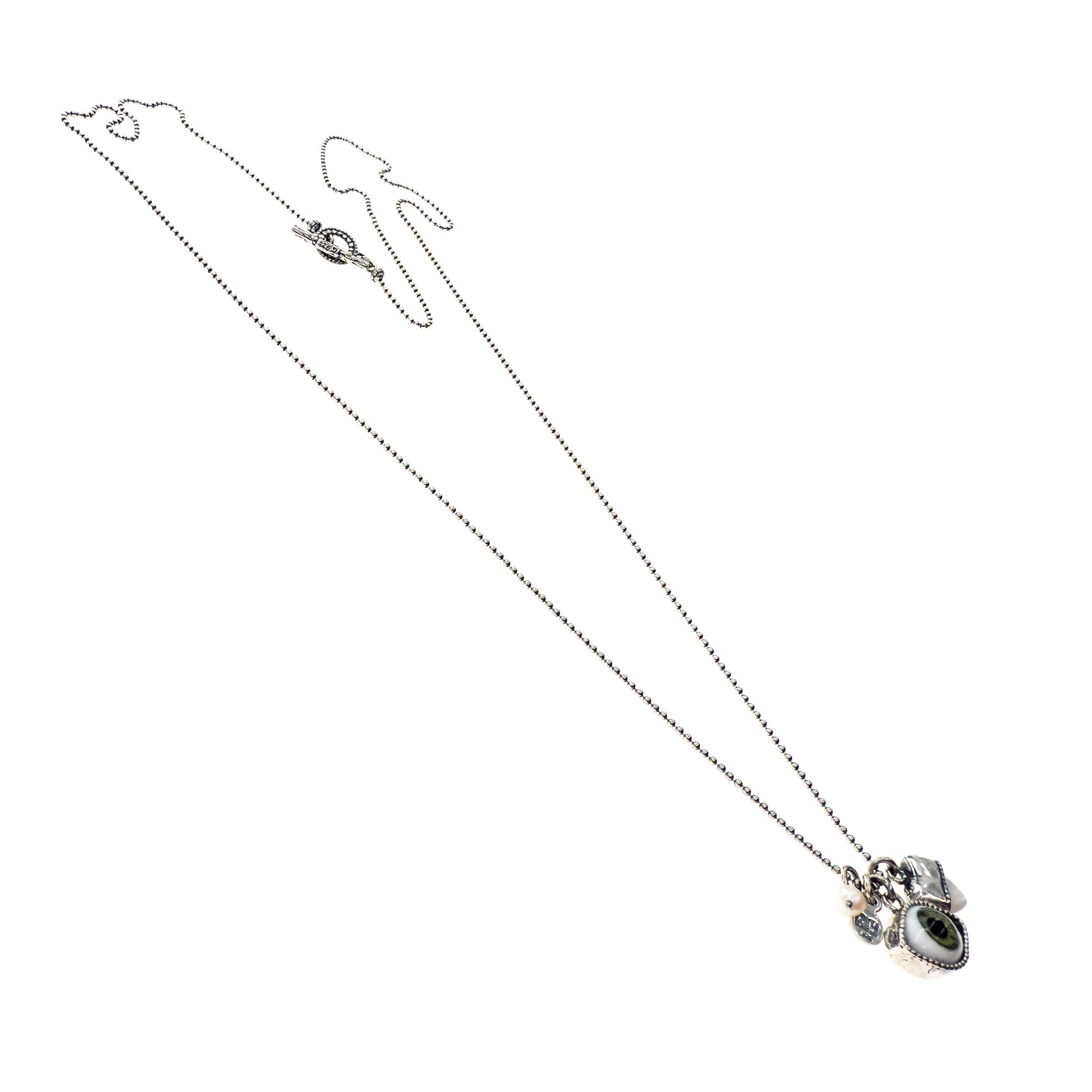NK 25a11-SD green eye love you necklace short