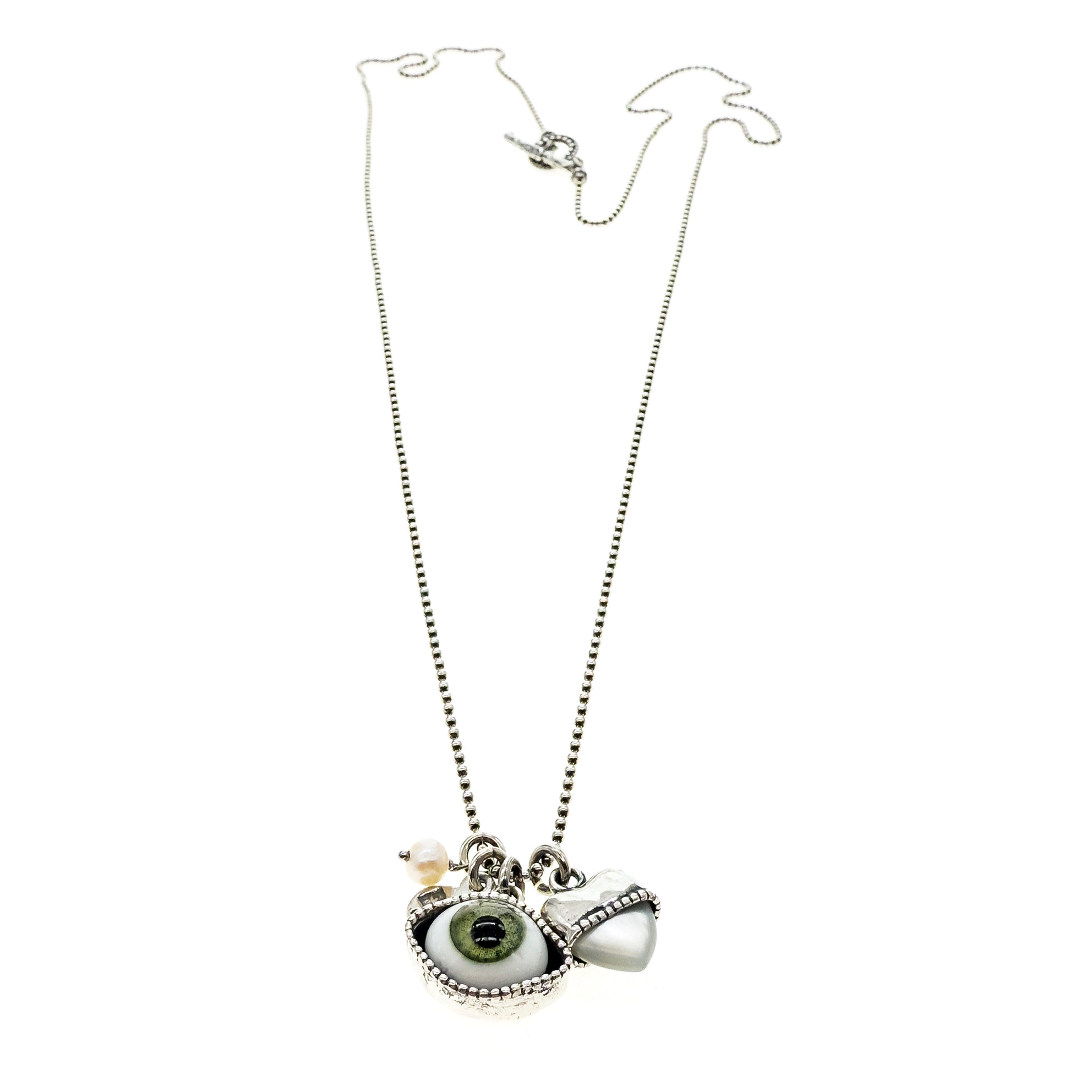 NK 25a11-LD green eye love you necklace long