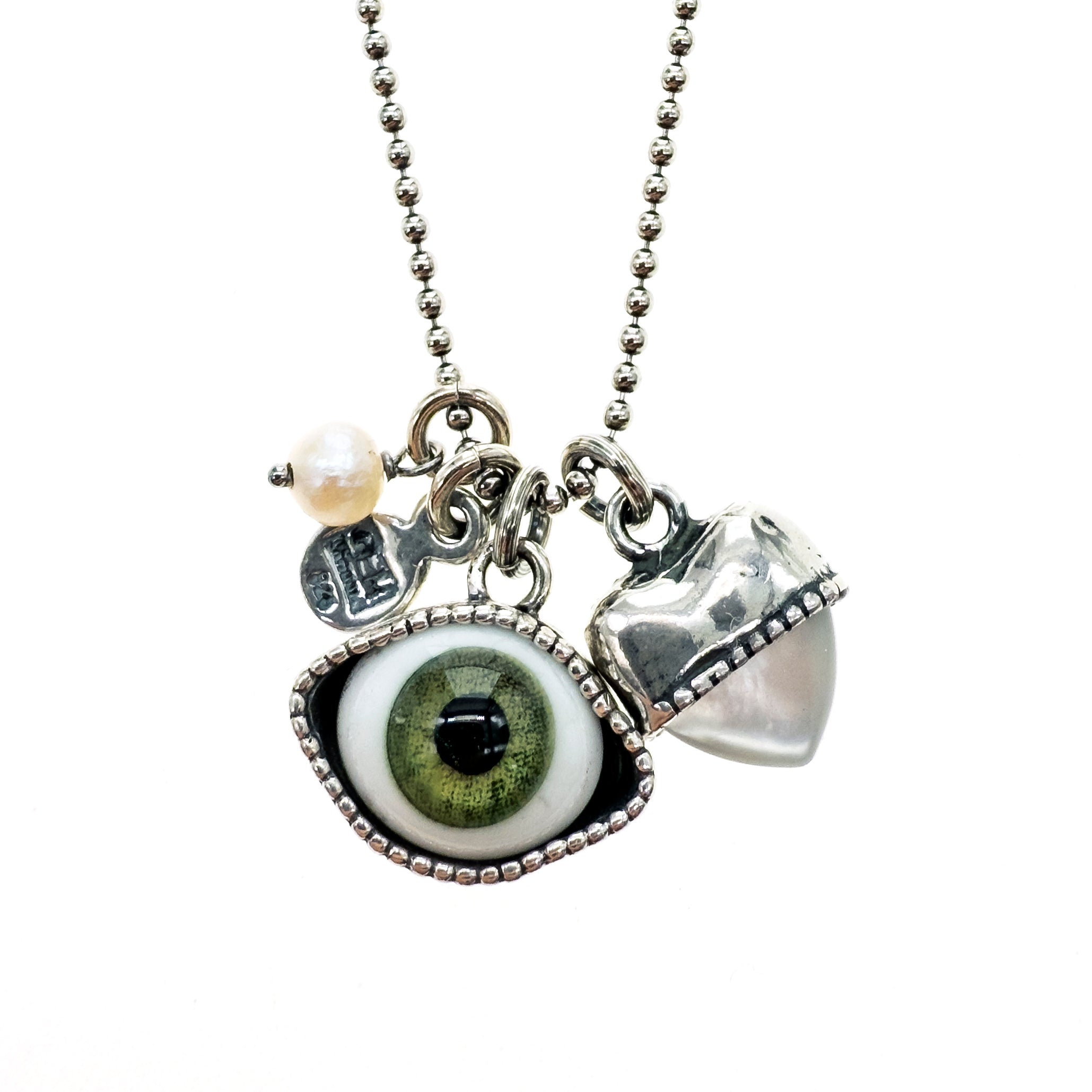 NK 25a11-SD green eye love you necklace short