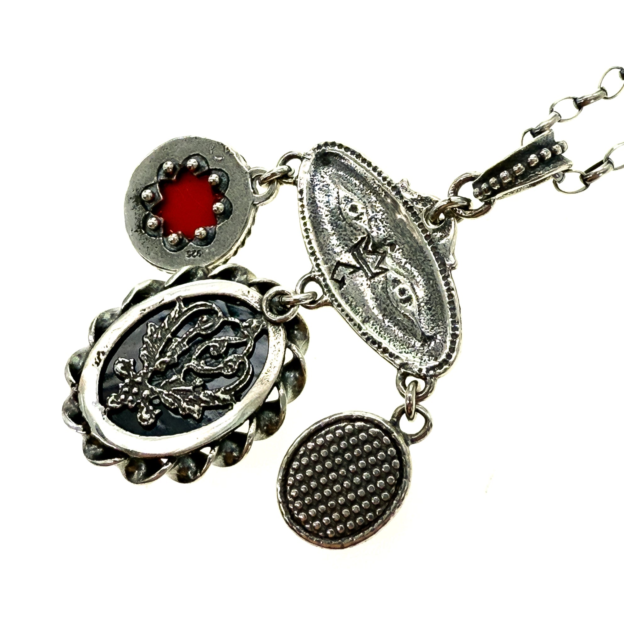 NK 25e08 Pink red Chandelier Necklace