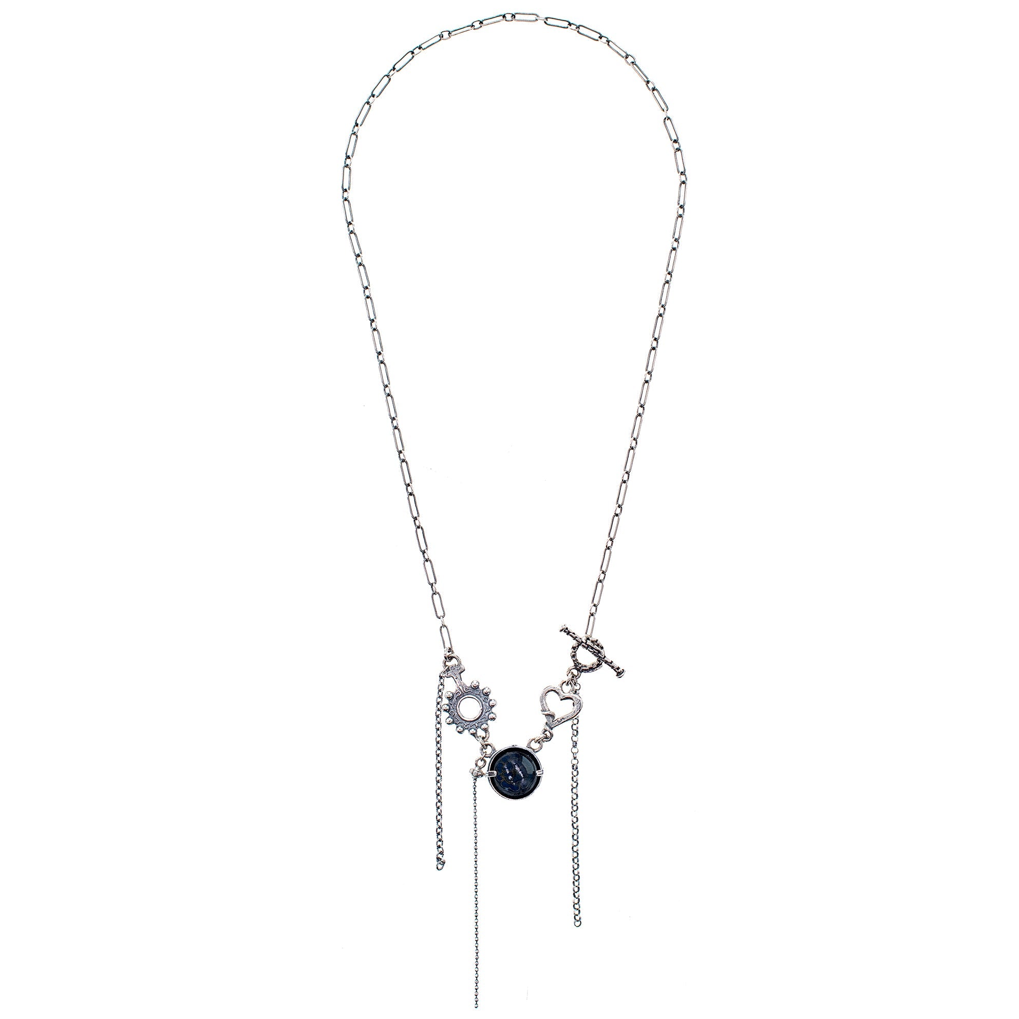 NK 25e14C Dark Intaglio Fringe Necklace