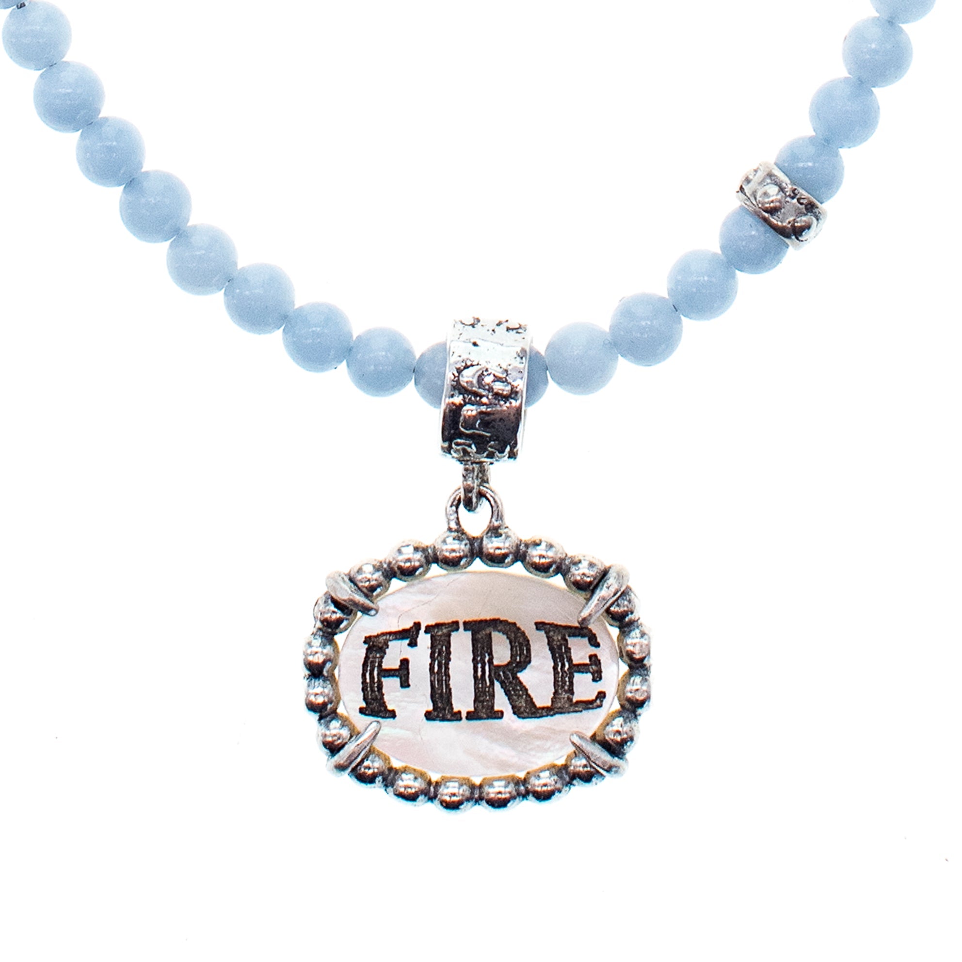 NK 25e15A Blue Fire / Desire Beaded Pendant Necklace