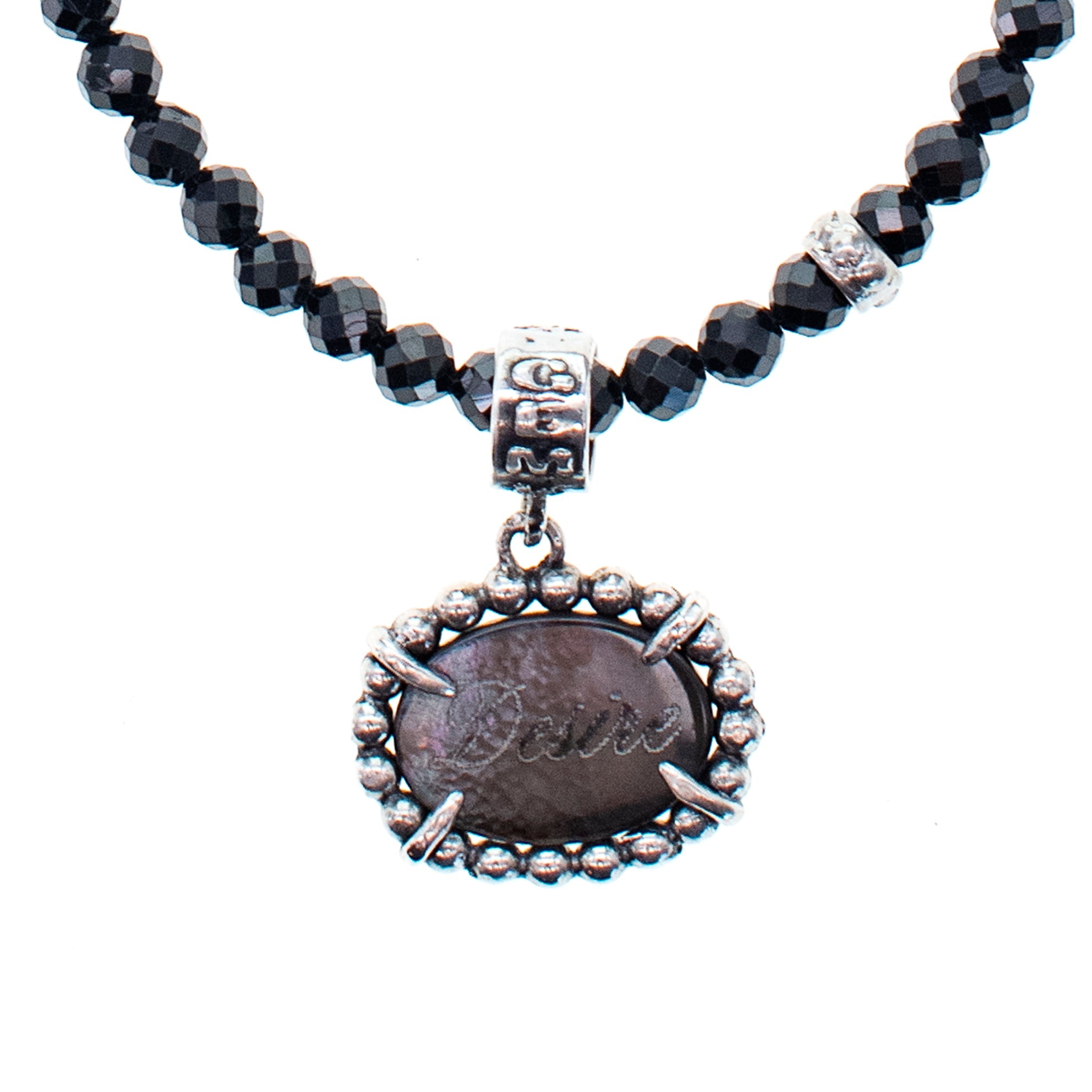 NK 25e15B Black Fire / Desire Beaded Pendant Necklace