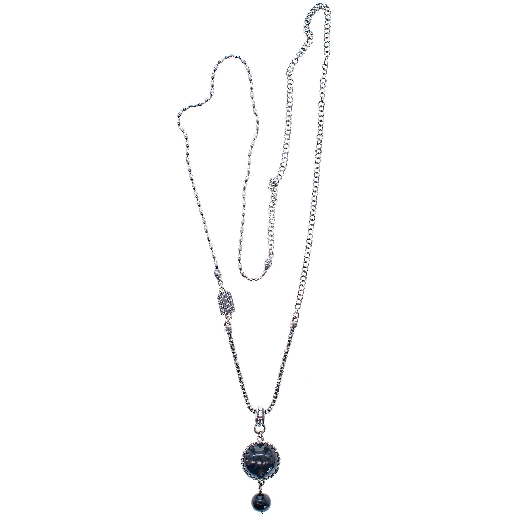 NK 25e27 Dark Crystal Intaglio Chain Necklace