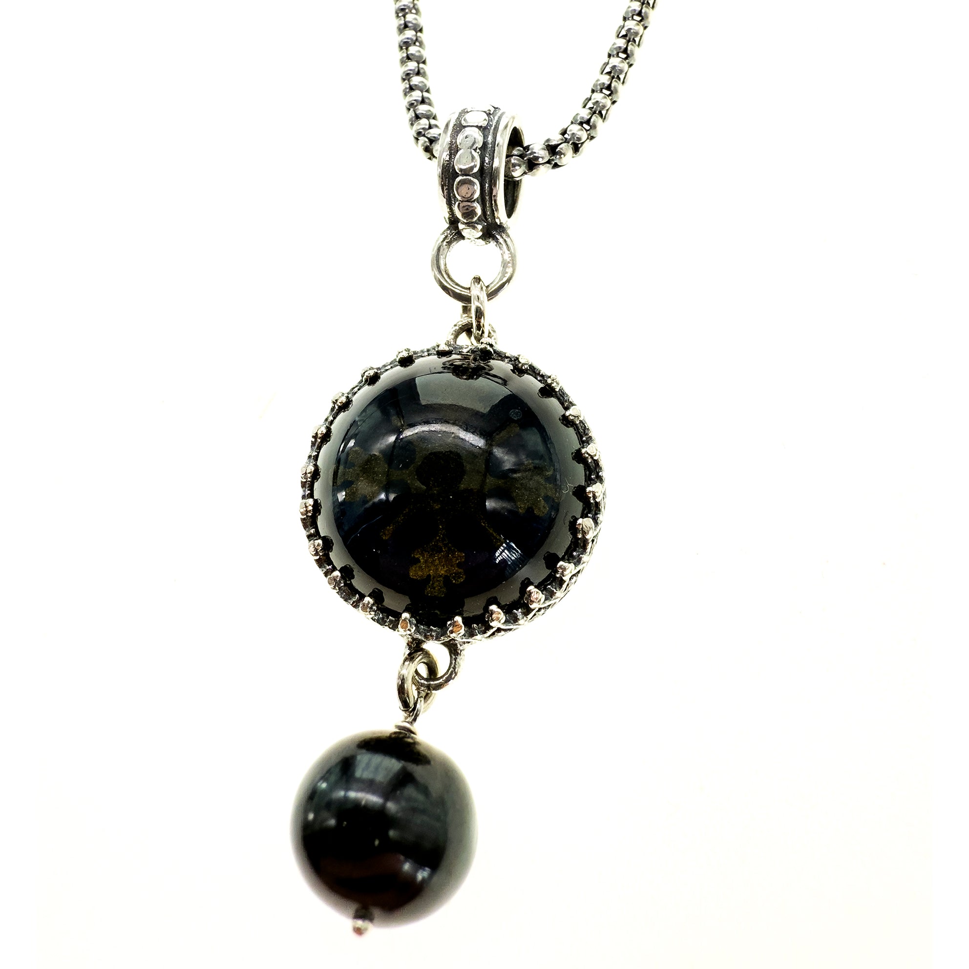 NK 25e27 Dark Crystal Intaglio Chain Necklace
