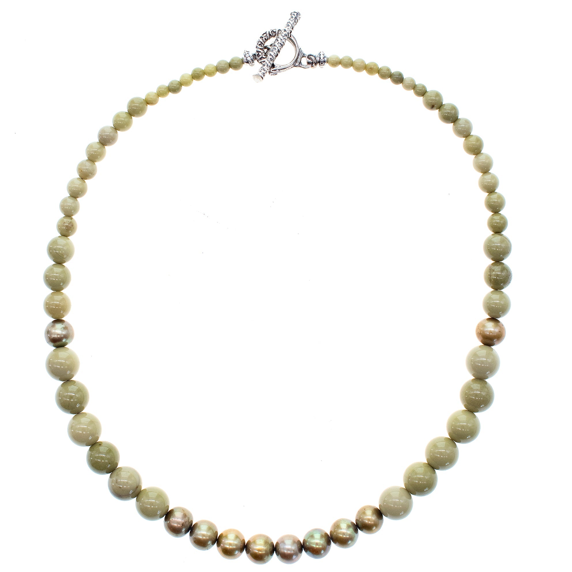 NK 25e28 Matcha Green Agate Pearl Necklace