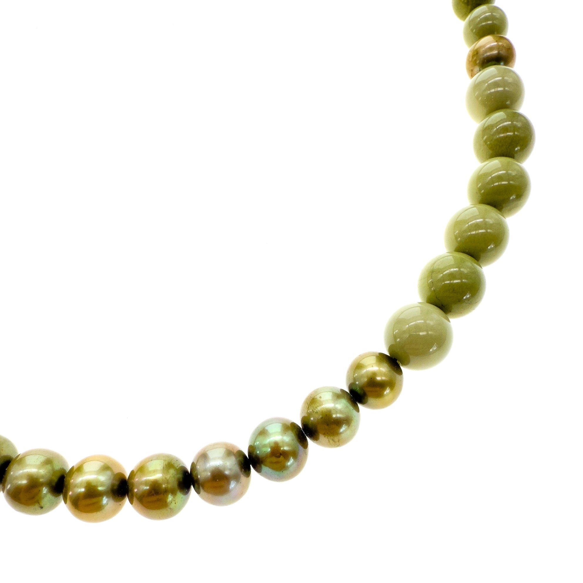 NK 25e28 Matcha Green Agate Pearl Necklace