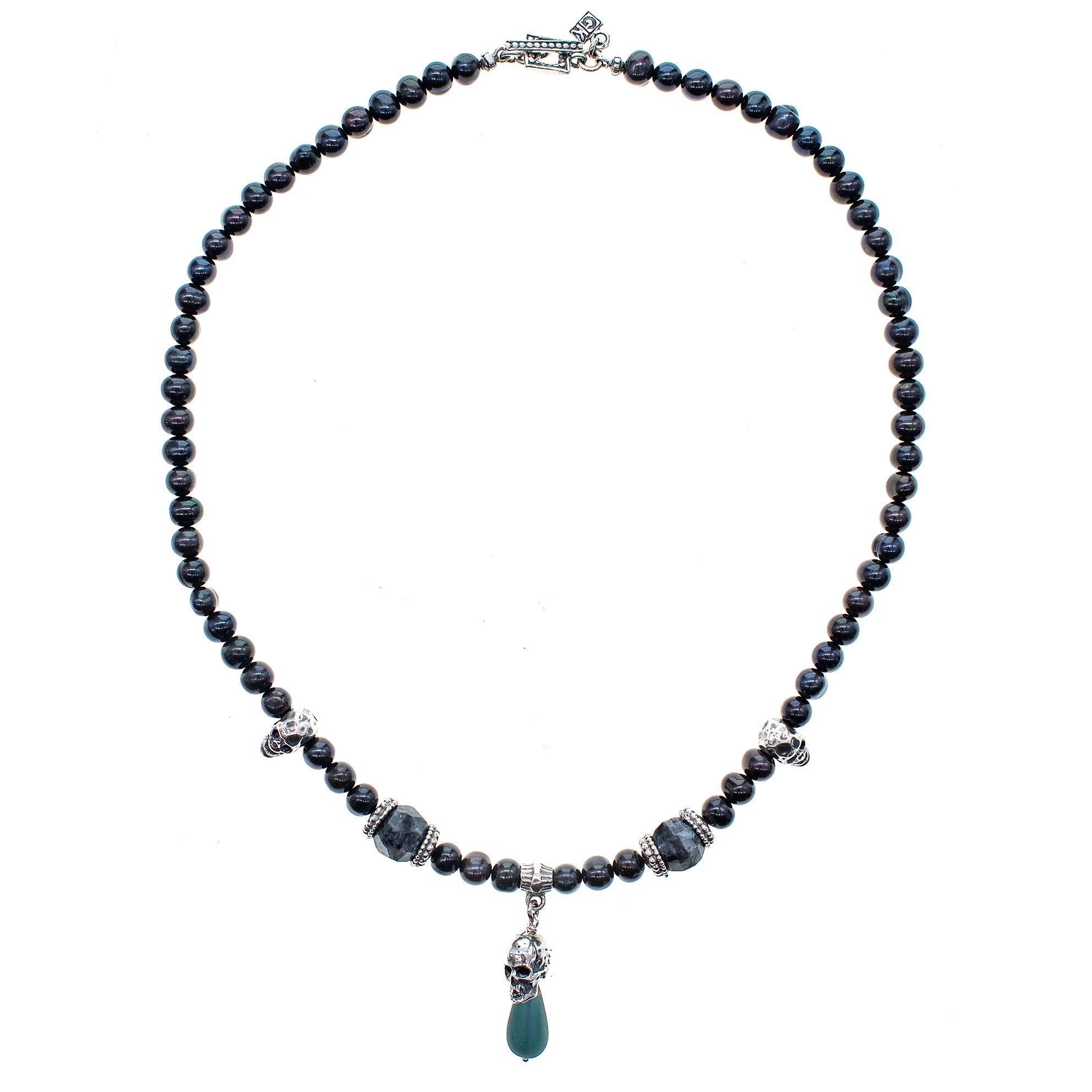 NK 25f03 Skull & Beaded Necklace