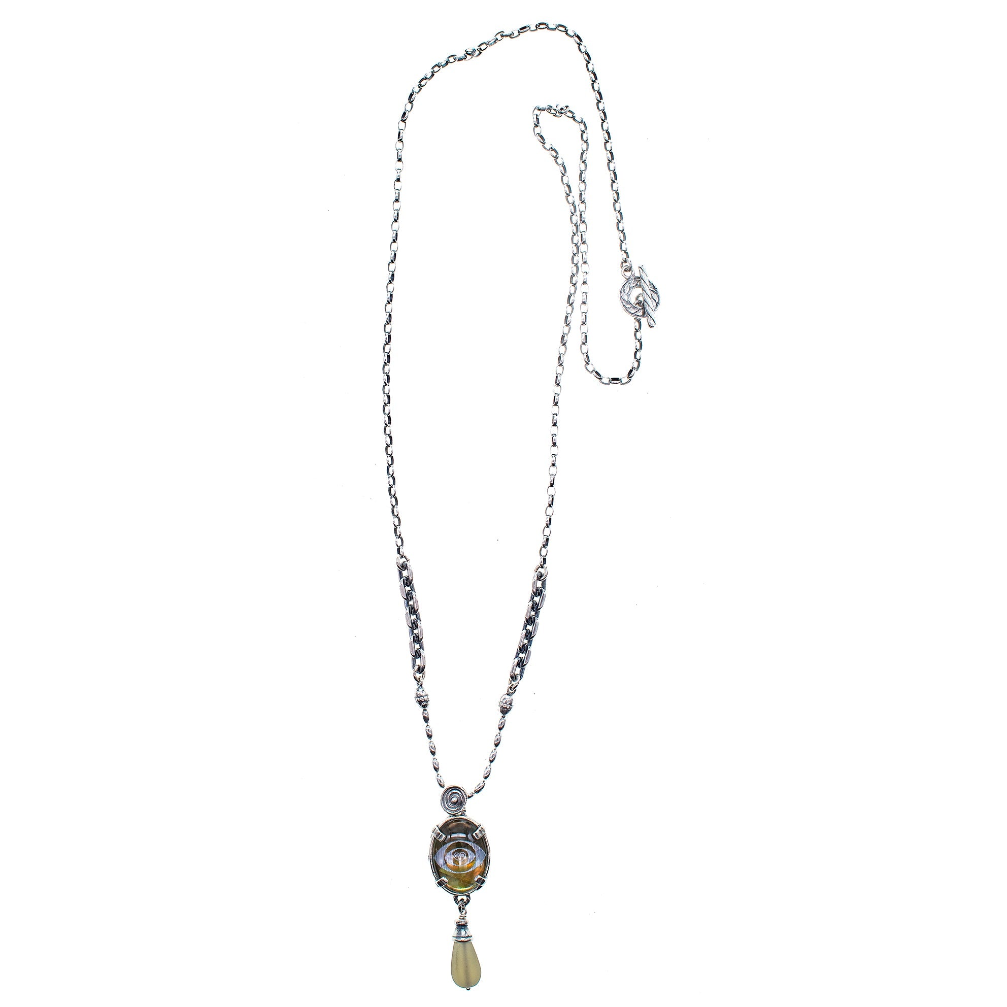 NK 25f05A Green Eye Necklace