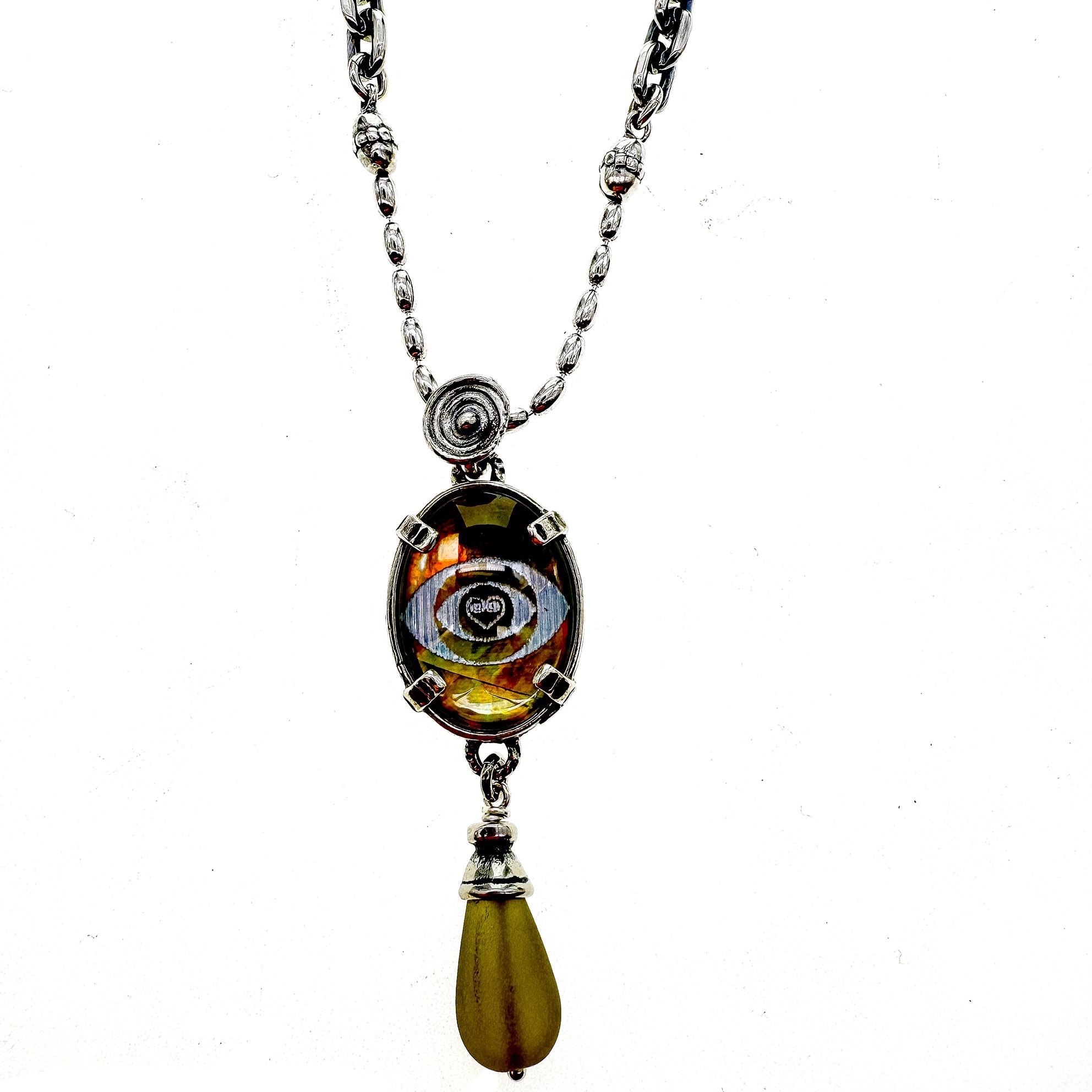 NK 25f05A Green Eye Necklace