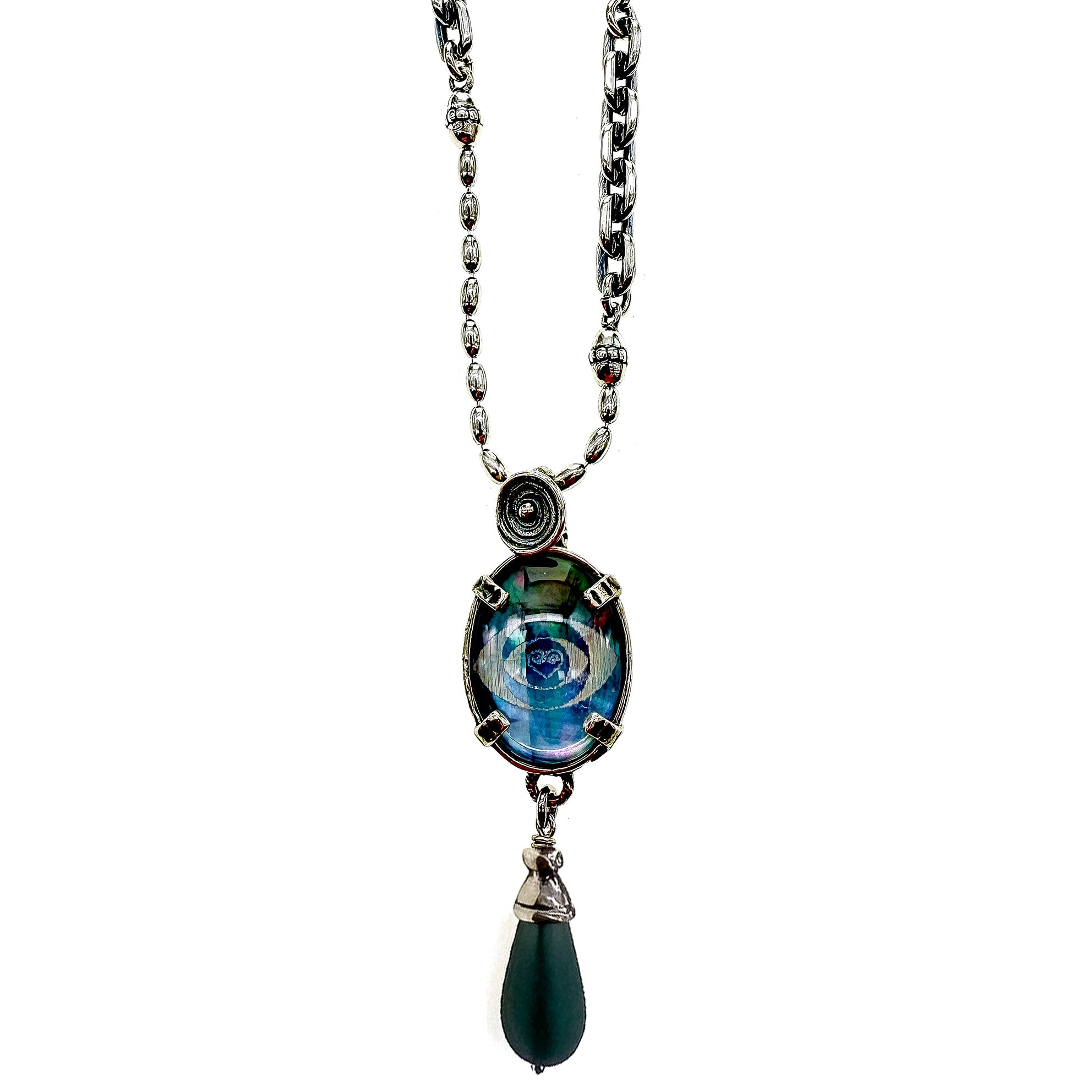 NK 25f05B Grey Eye Necklace