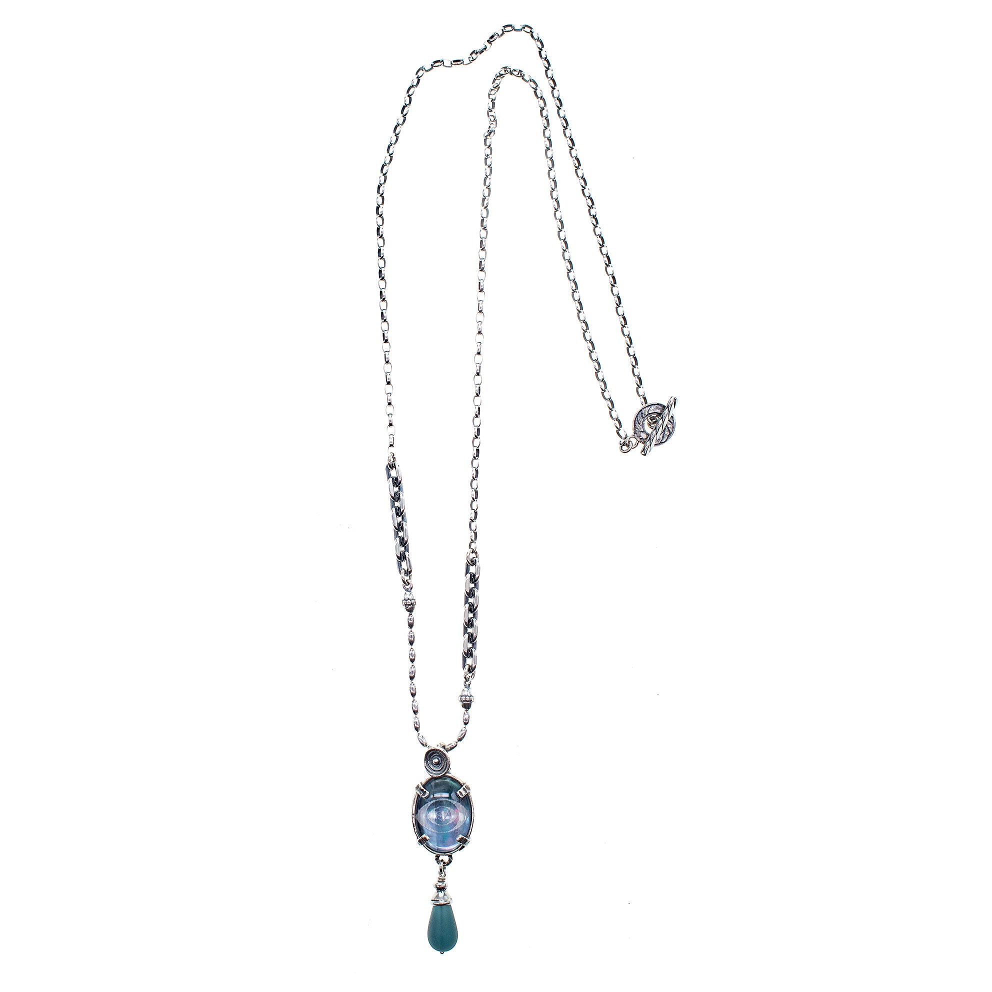 NK 25f05B Grey Eye Necklace