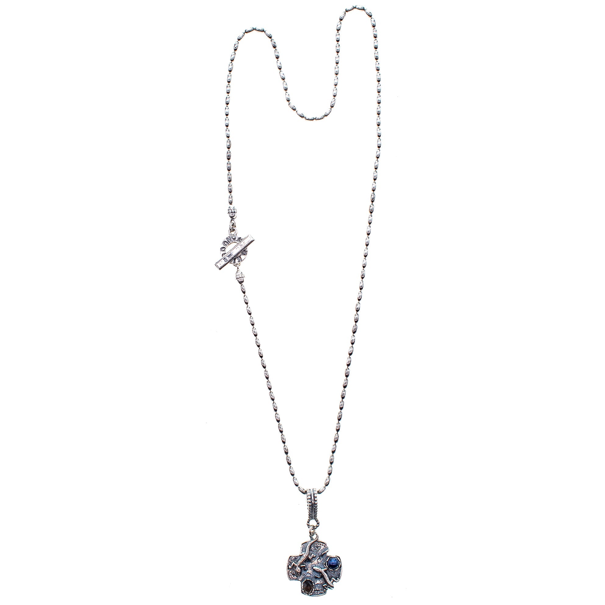 NK 25f06B Dark Lizard Cross Necklace
