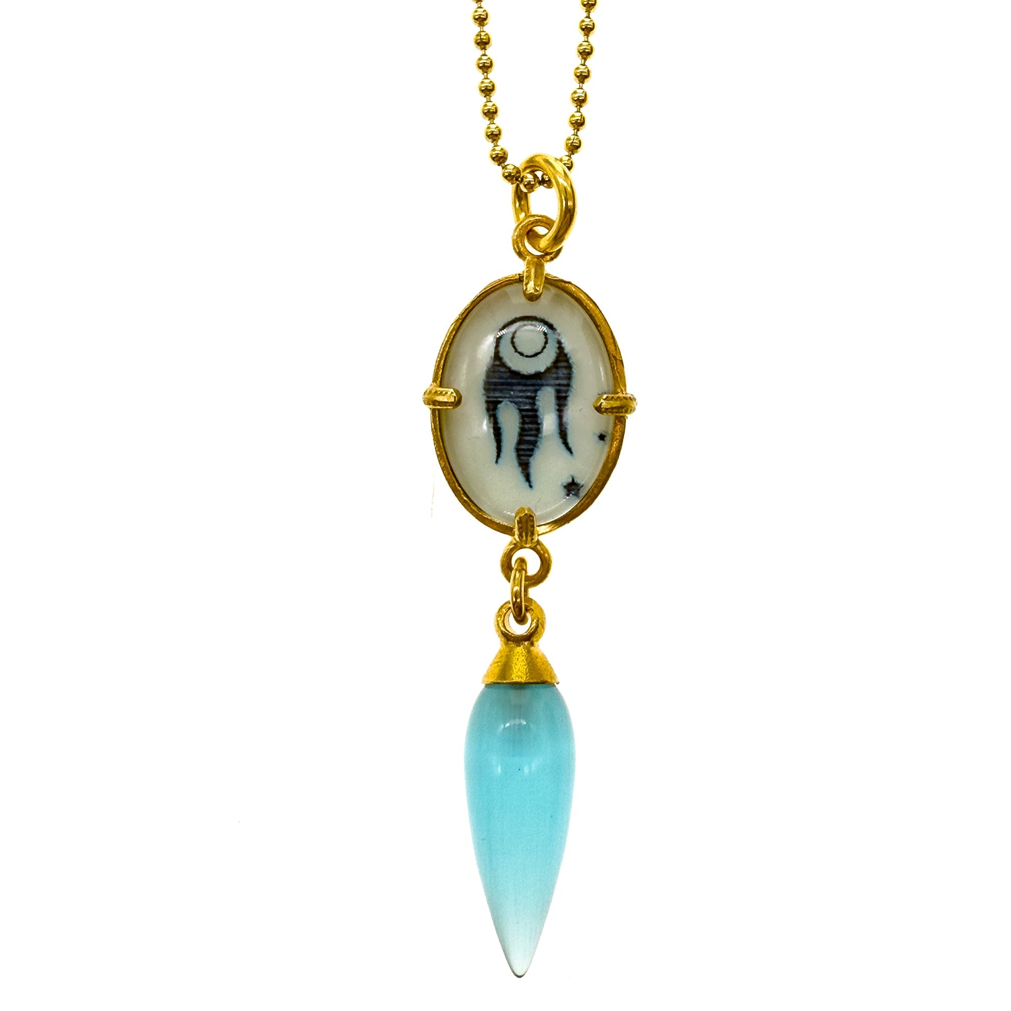 NK 25g15 Blue cosmic glow comet necklace