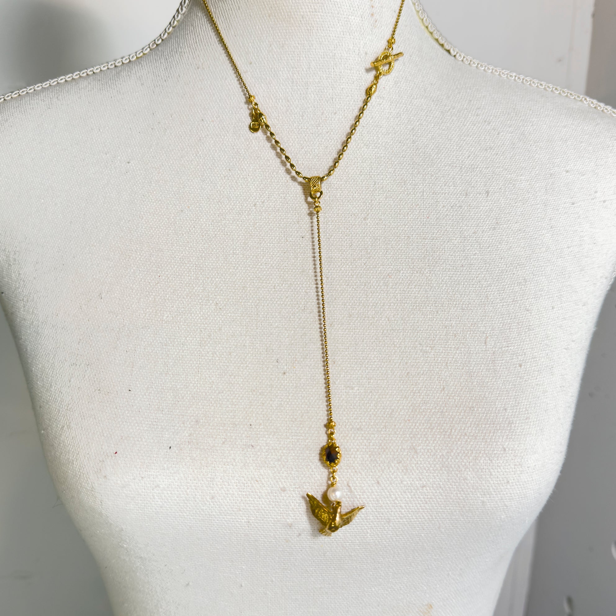 NK 25g16 Lariat Bird necklace