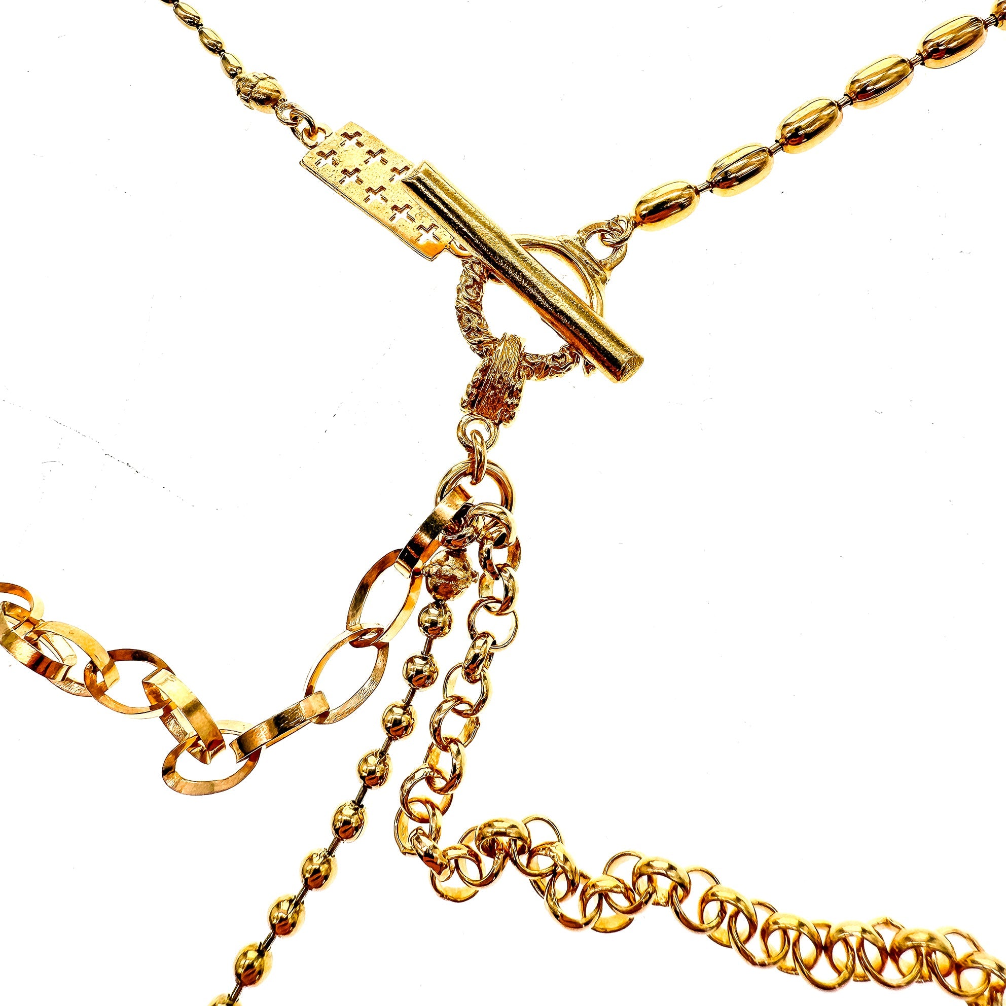 NK 25g33 Multi-Chain Lariat Statement Necklace