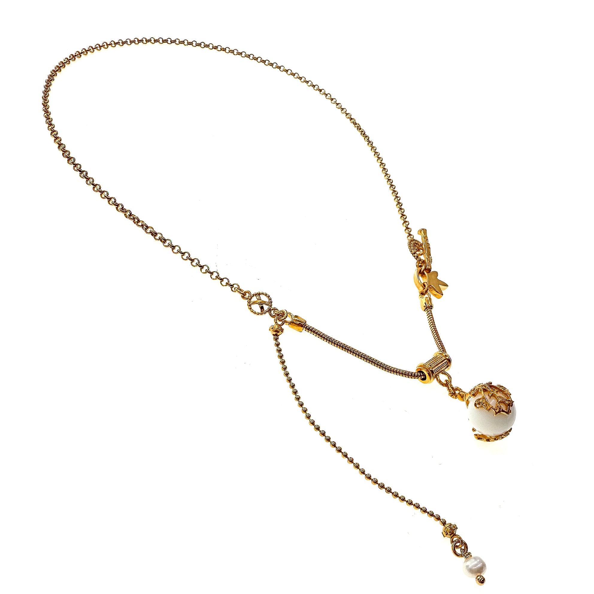 NK 25g35A white orb charm necklace