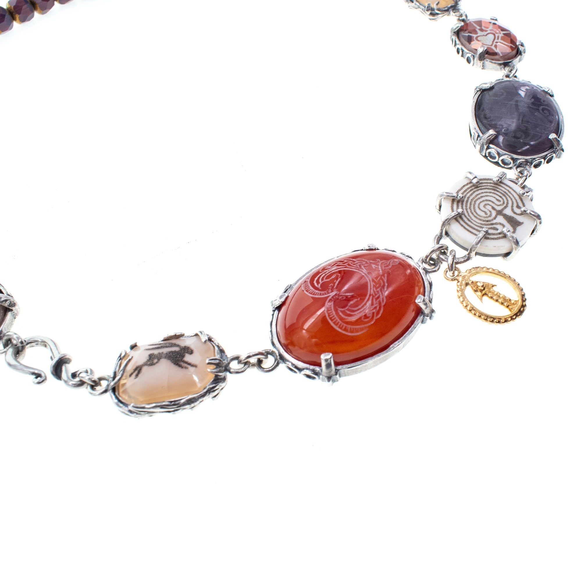 NK 26a01 Multi-Stone Intaglio Necklace