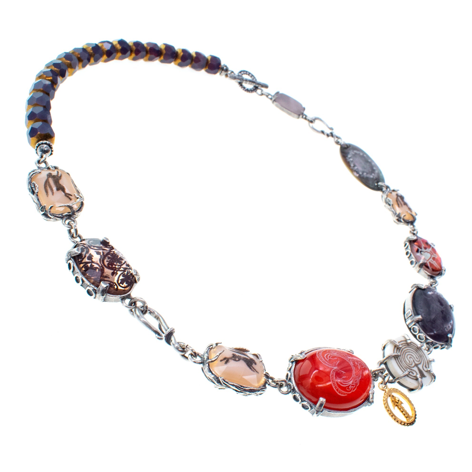 NK 26a01 Multi-Stone Intaglio Necklace