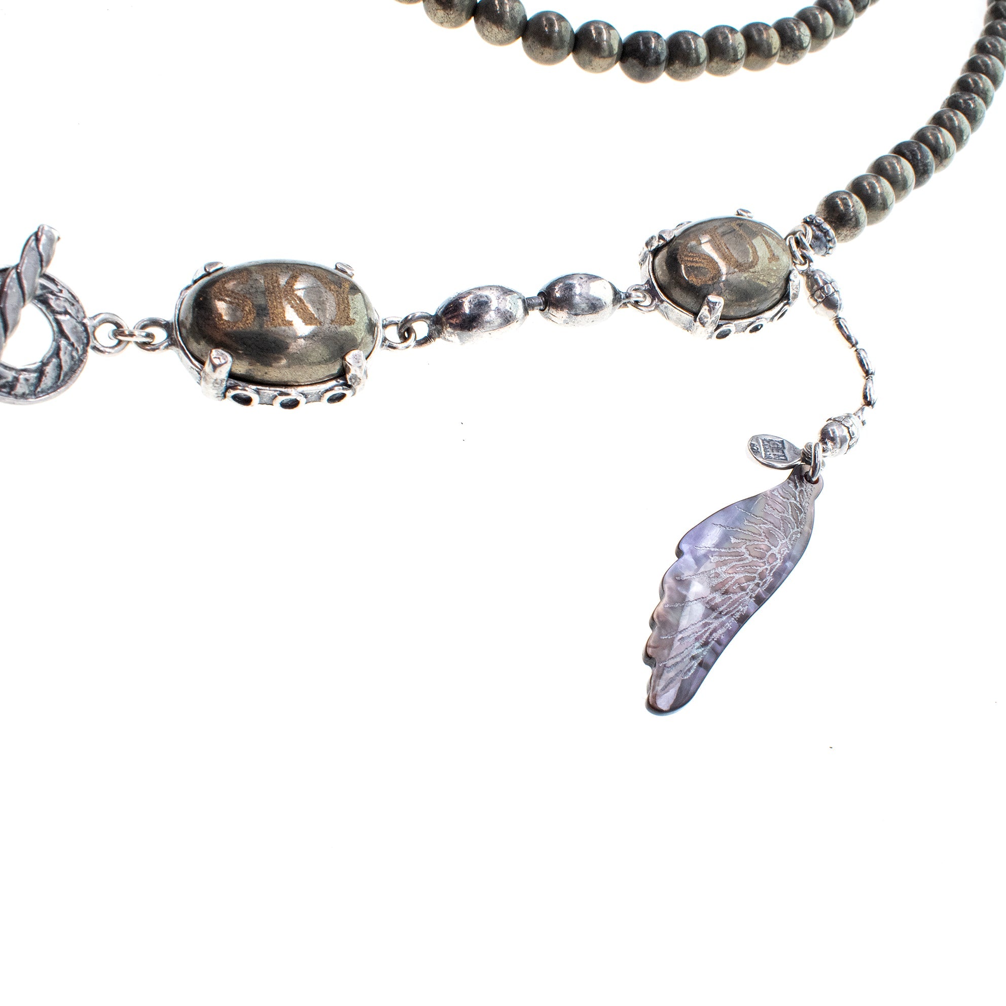 NK 26a07 Pyrite Beaded Long Necklace