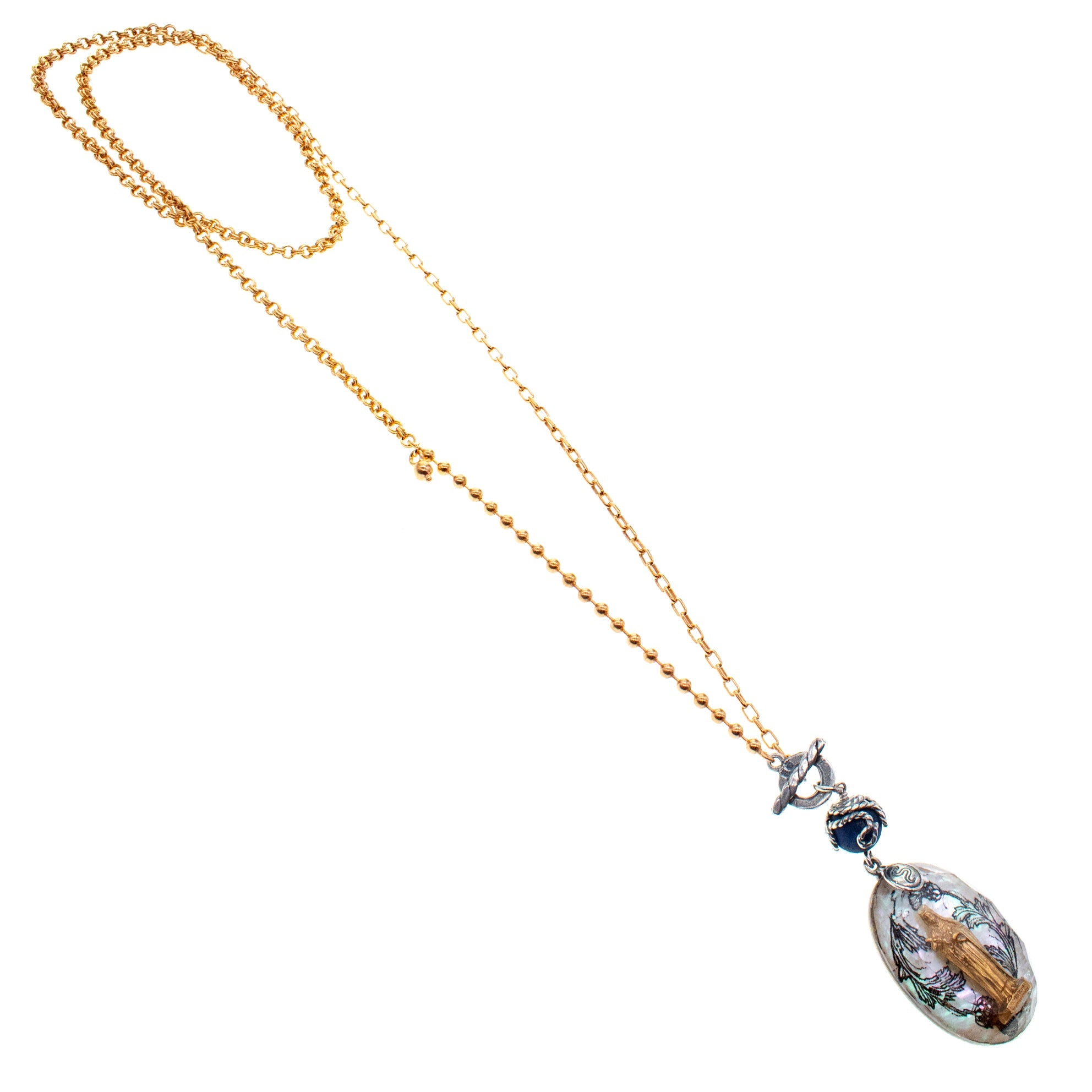 NK 26a13 Theresa Resin & Gold-Plated Long Necklace