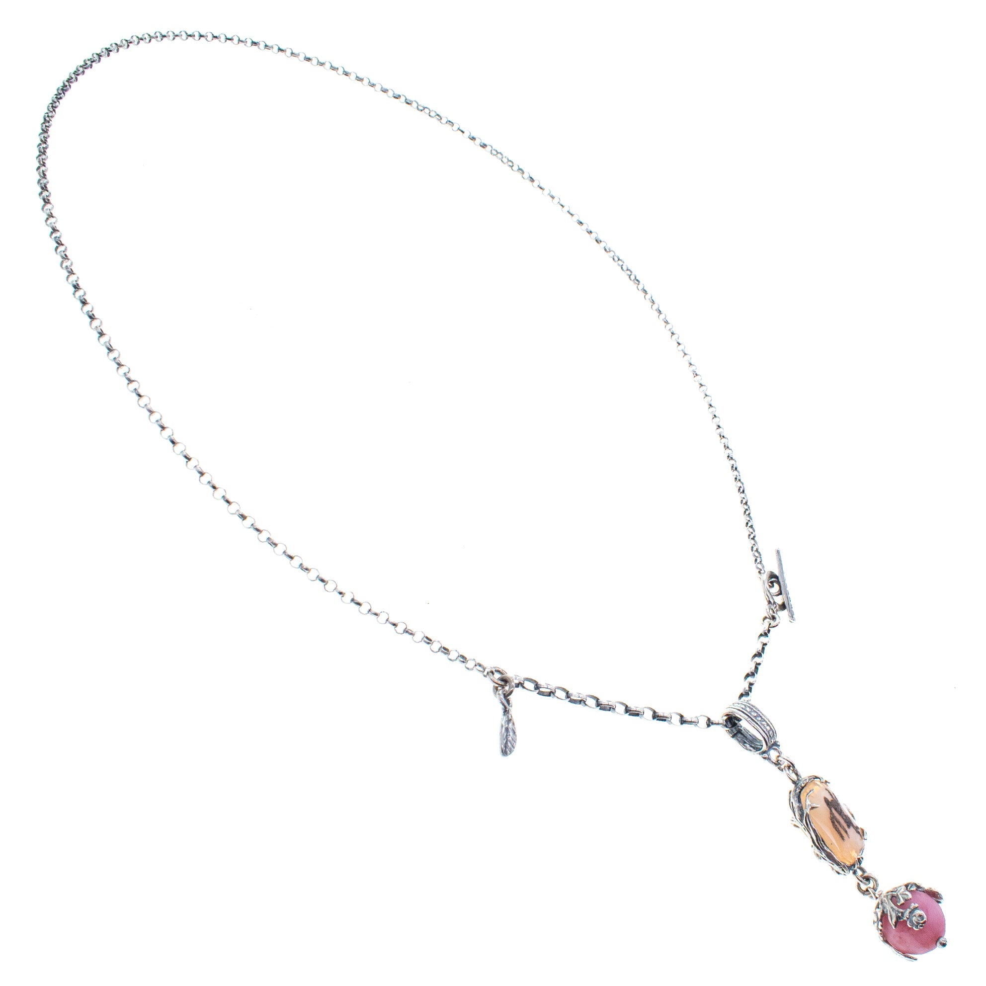 NK 26a19 Pink Vintage Glass Hare Pendant Necklace