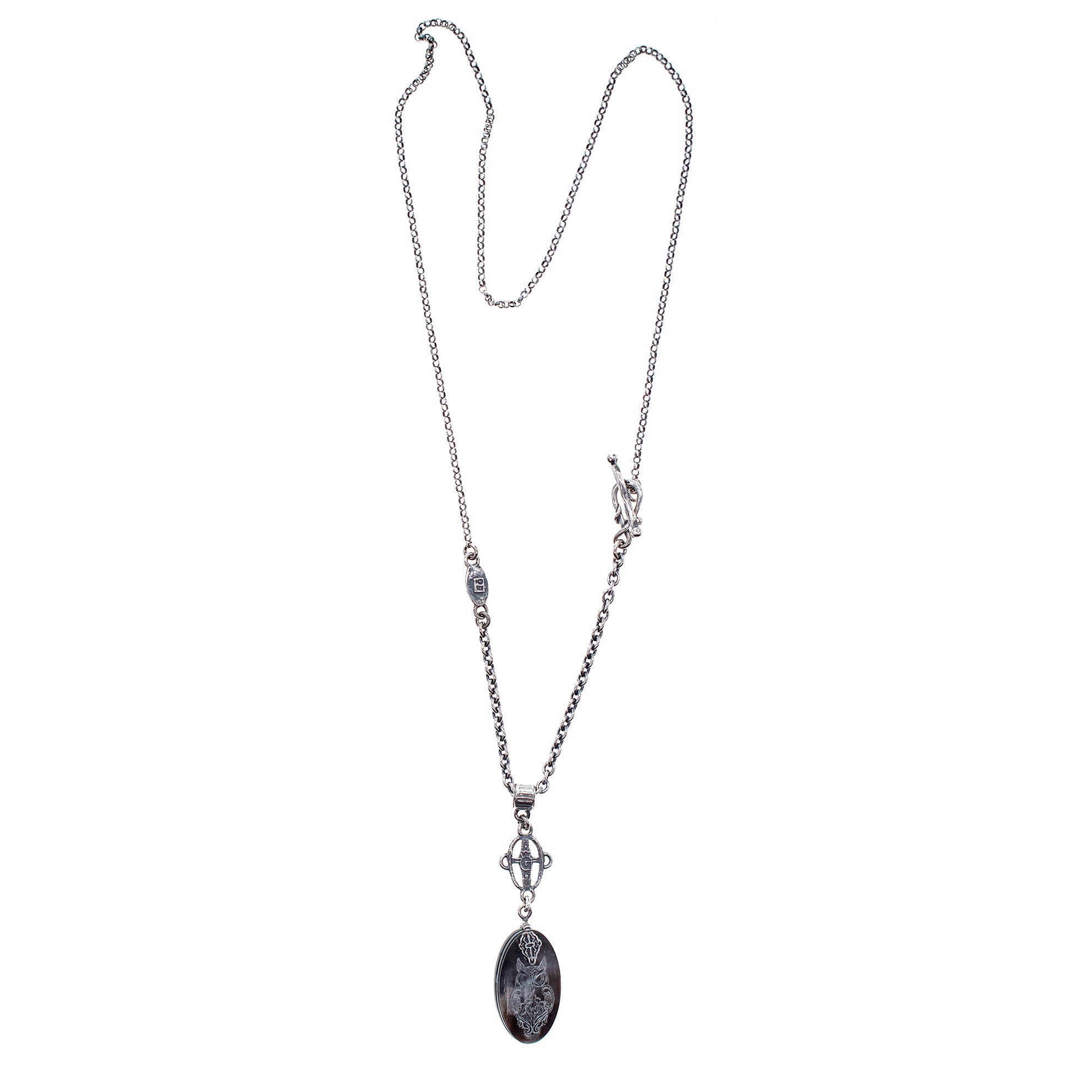NK 26a21 Engraved Mother of Pearl "Owl" Necklace