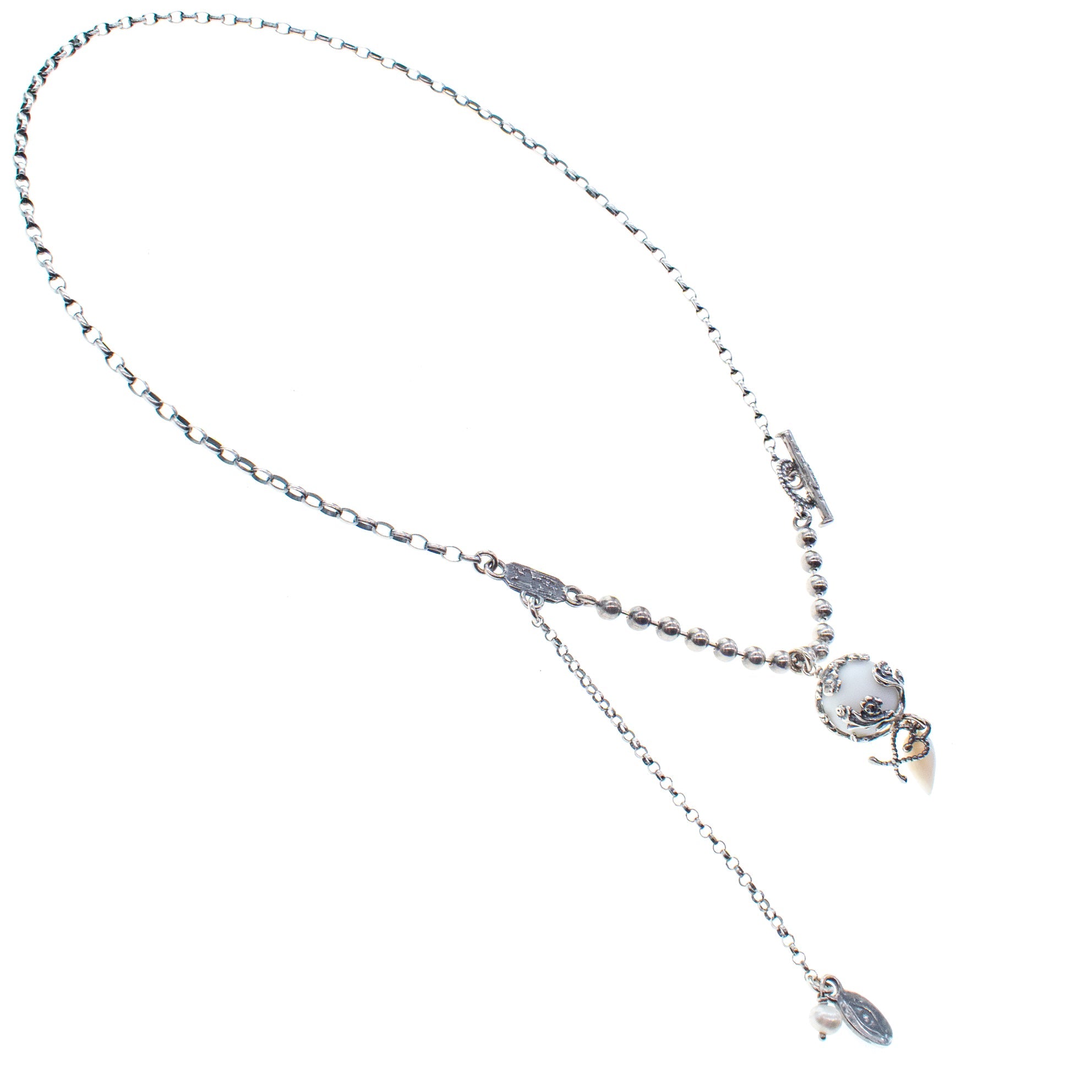 NK 26a22 White Porcelain Pendant Necklace