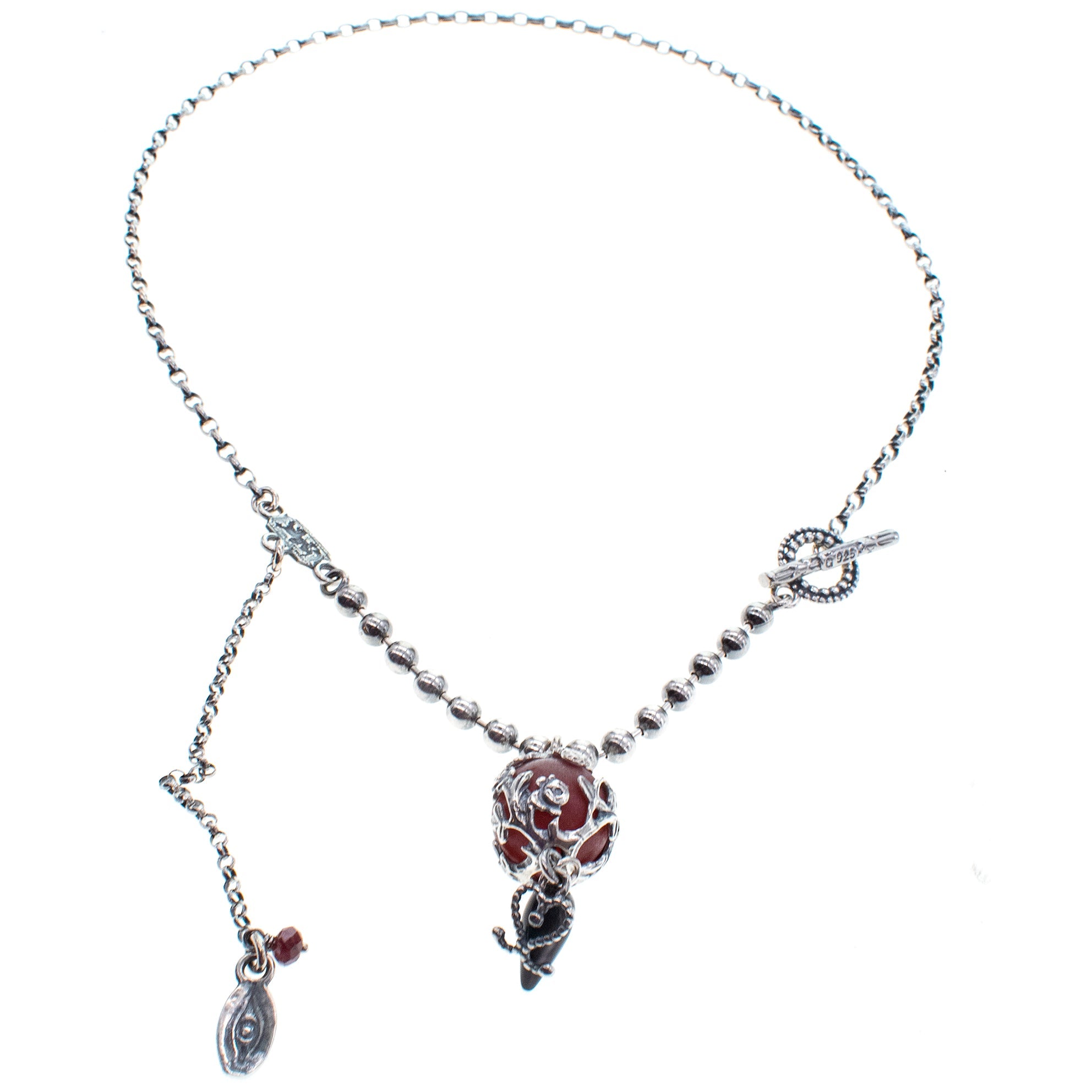 NK 26a22 Red Carnelian Pendant Necklace
