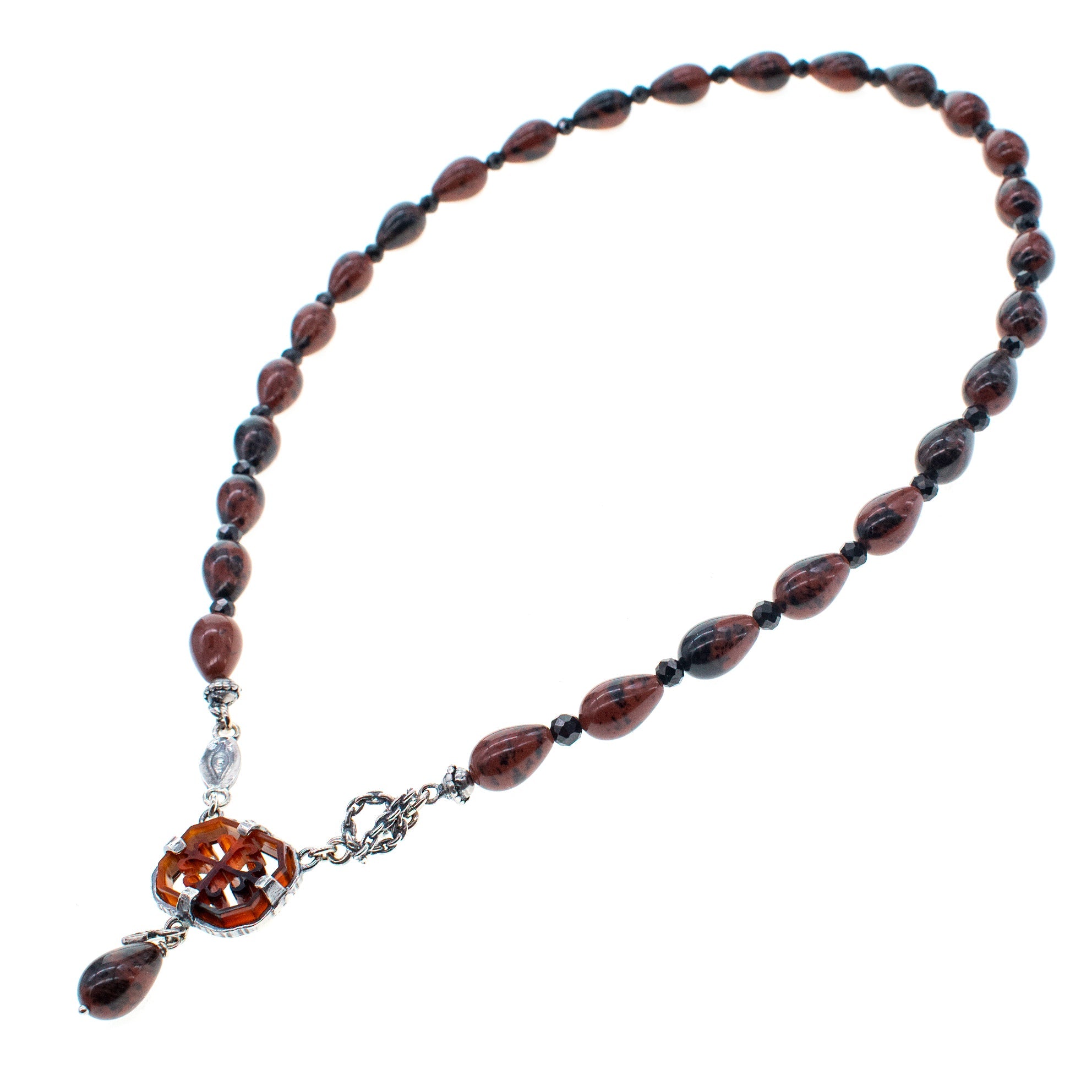NK 26a24 Mahogany Obsidian Beaded Necklace
