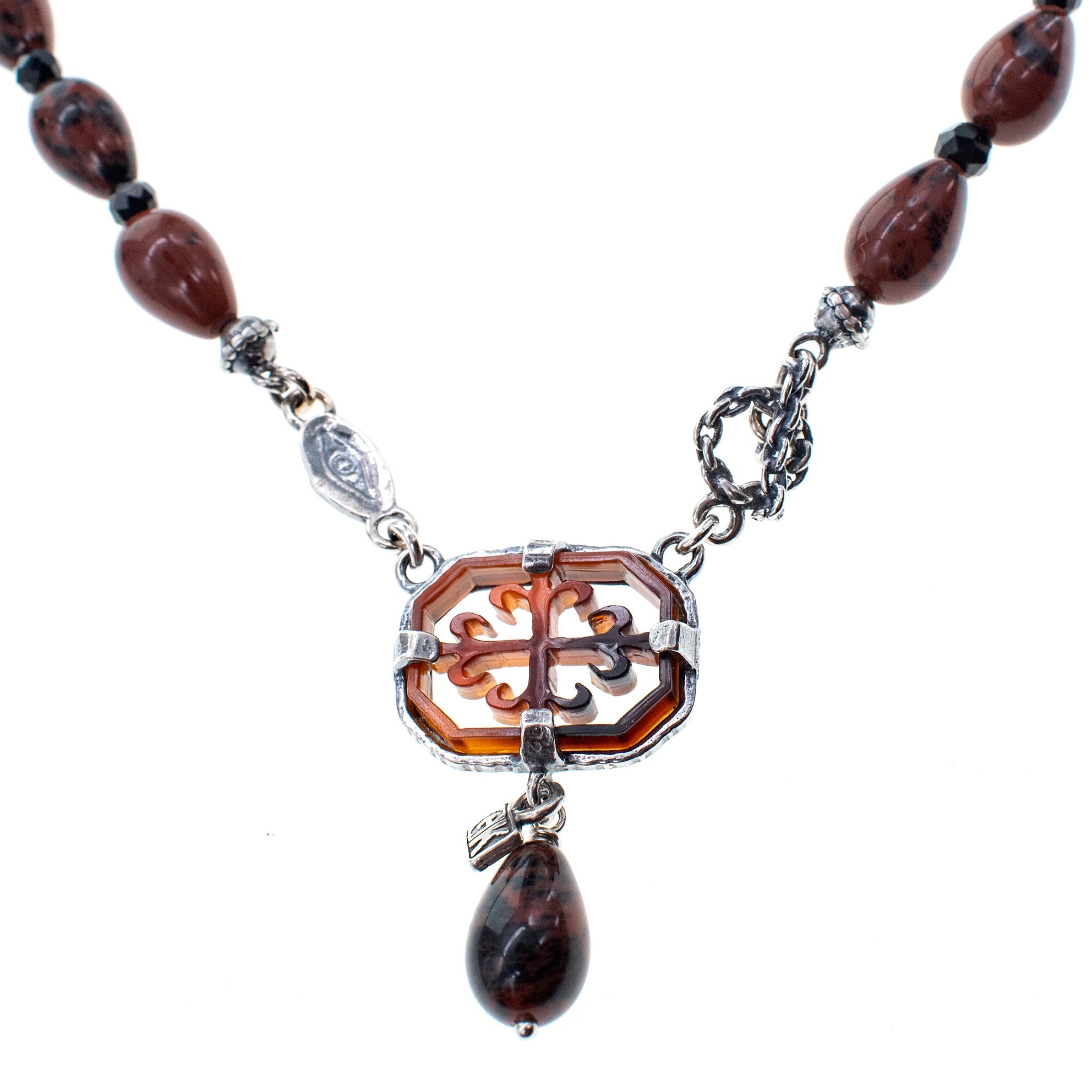 NK 26a24 Mahogany Obsidian Beaded Necklace